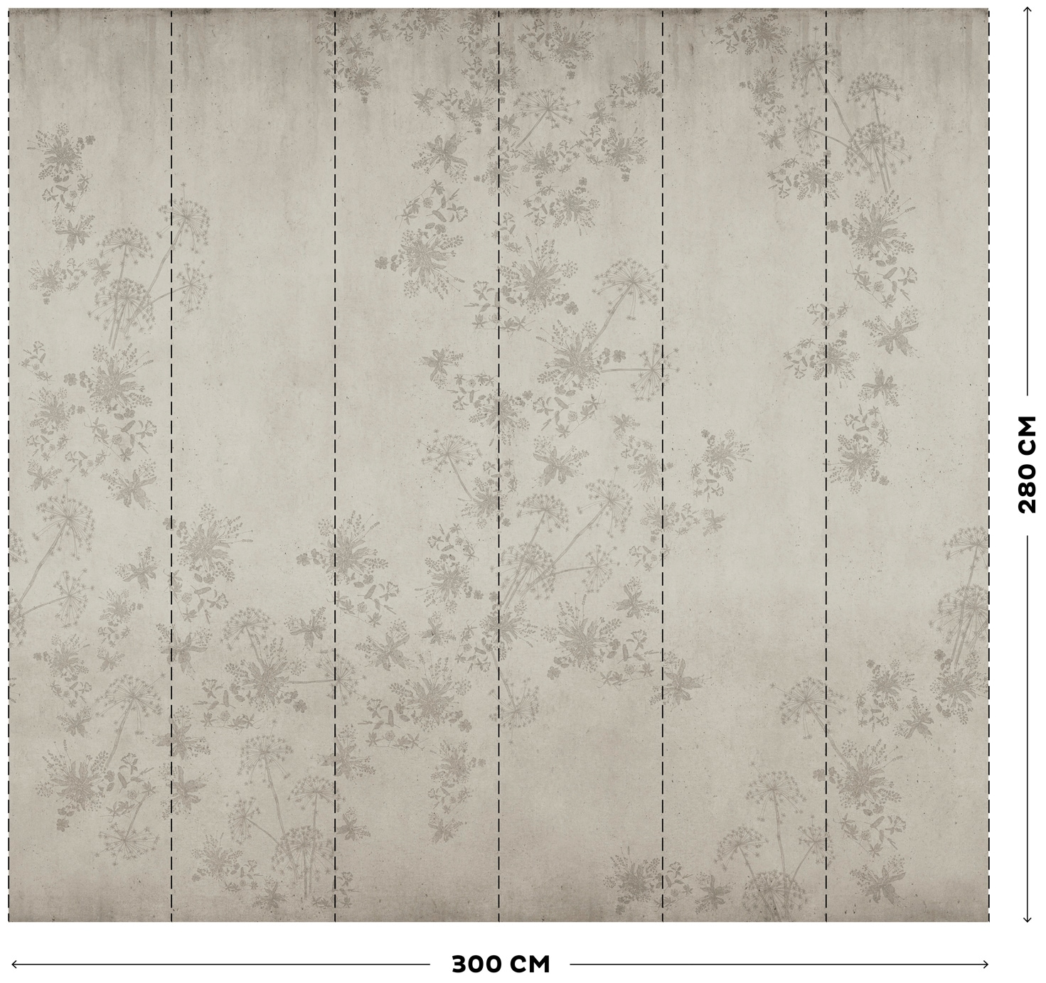vtwonen Fototapete »Wild Flower Beton«, geblümt, 280x300 cm