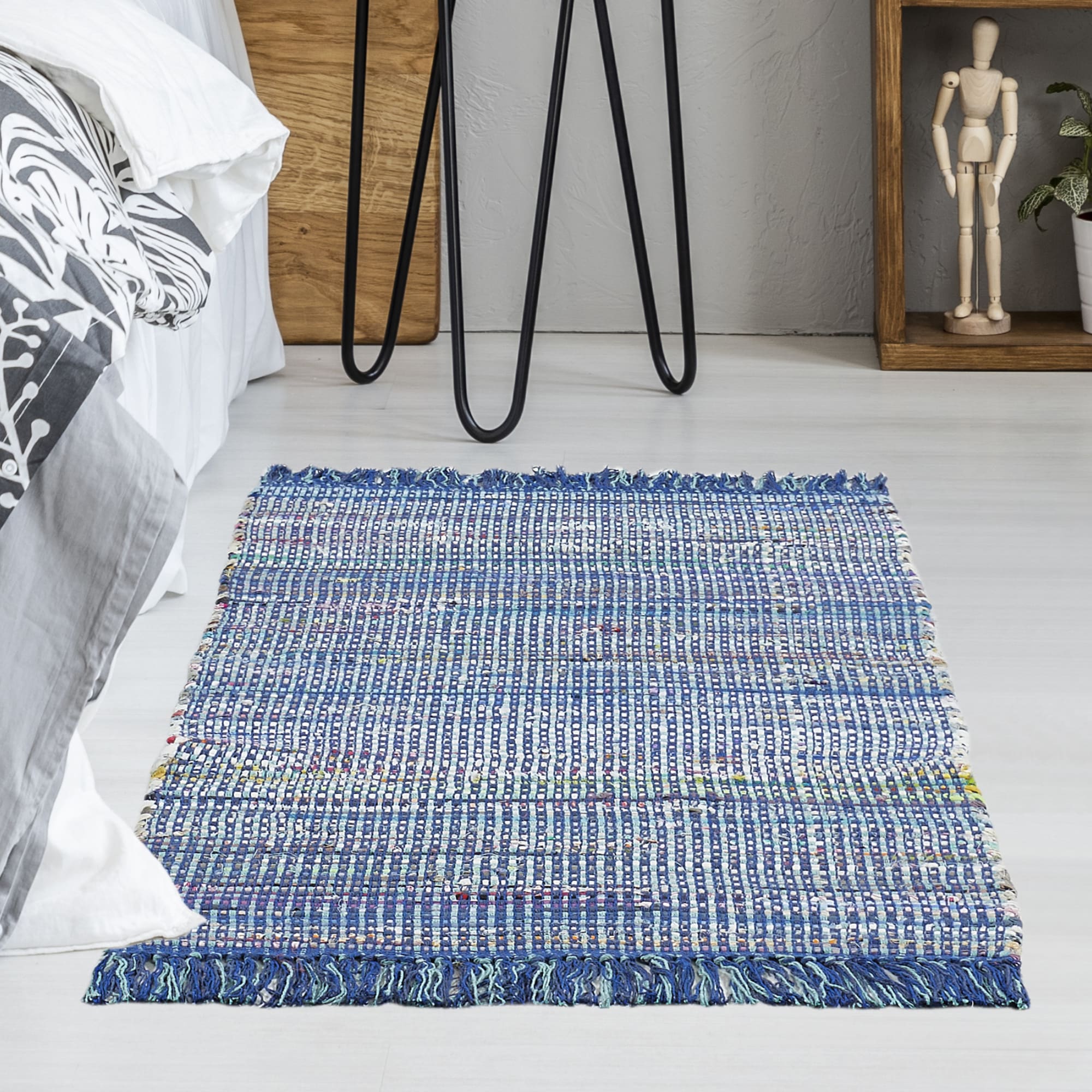 Andiamo Teppich »Frida« rechteckig 8 mm Höhe Handweb Teppich, Fleckerl, reine Baumwolle, handgewebt, mit Fransen