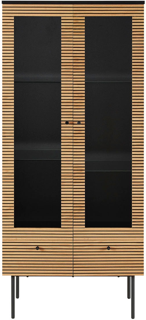 SalesFever Vitrine »Torsby Designer Vitrine in edler Optik«, Eiche Echtholz günstig online kaufen