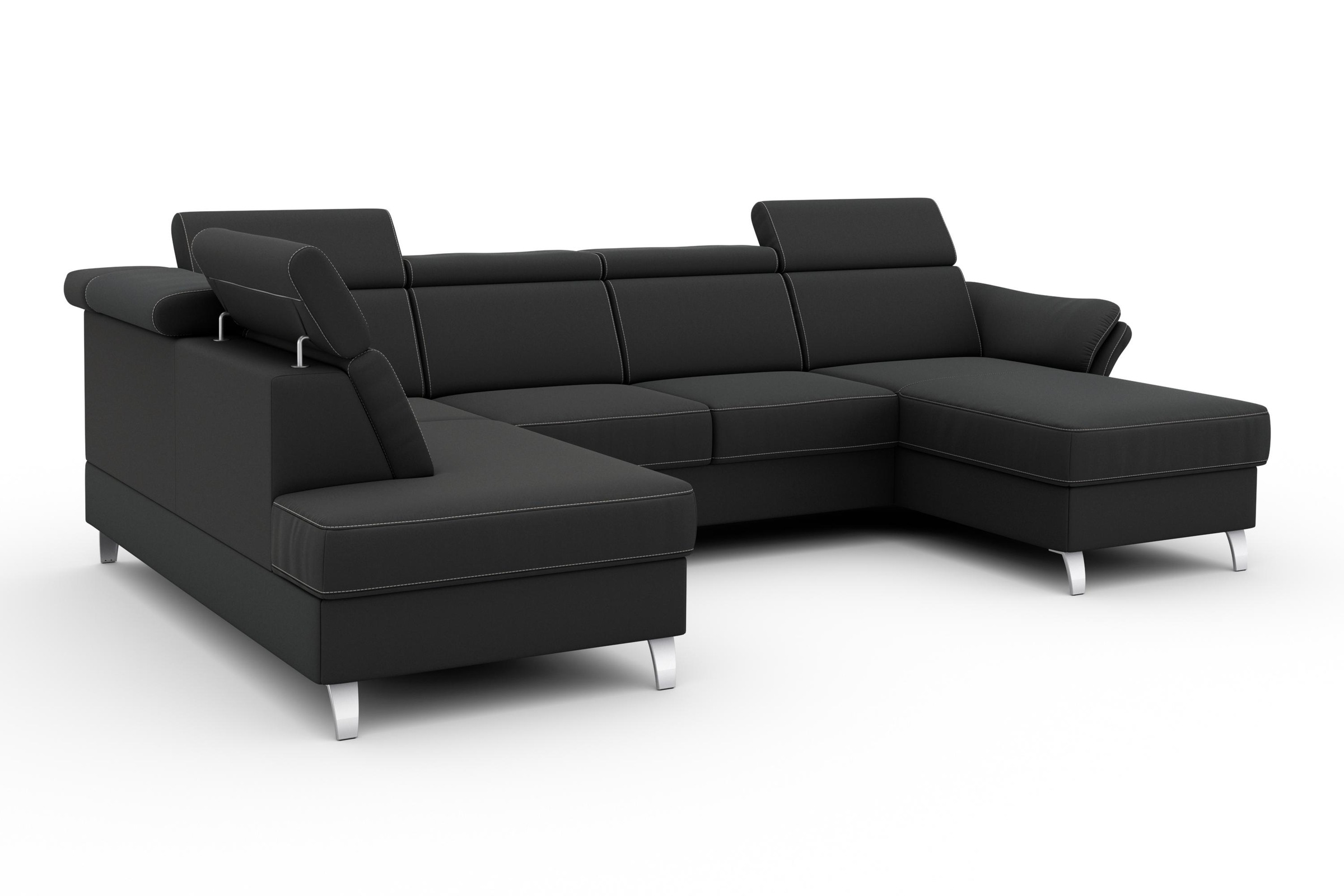 sit&more Wohnlandschaft »Vincenzo U-Form«, inklusive Kopfteilverstellung, wahlweise mit Bettfunktion, Bettkasten