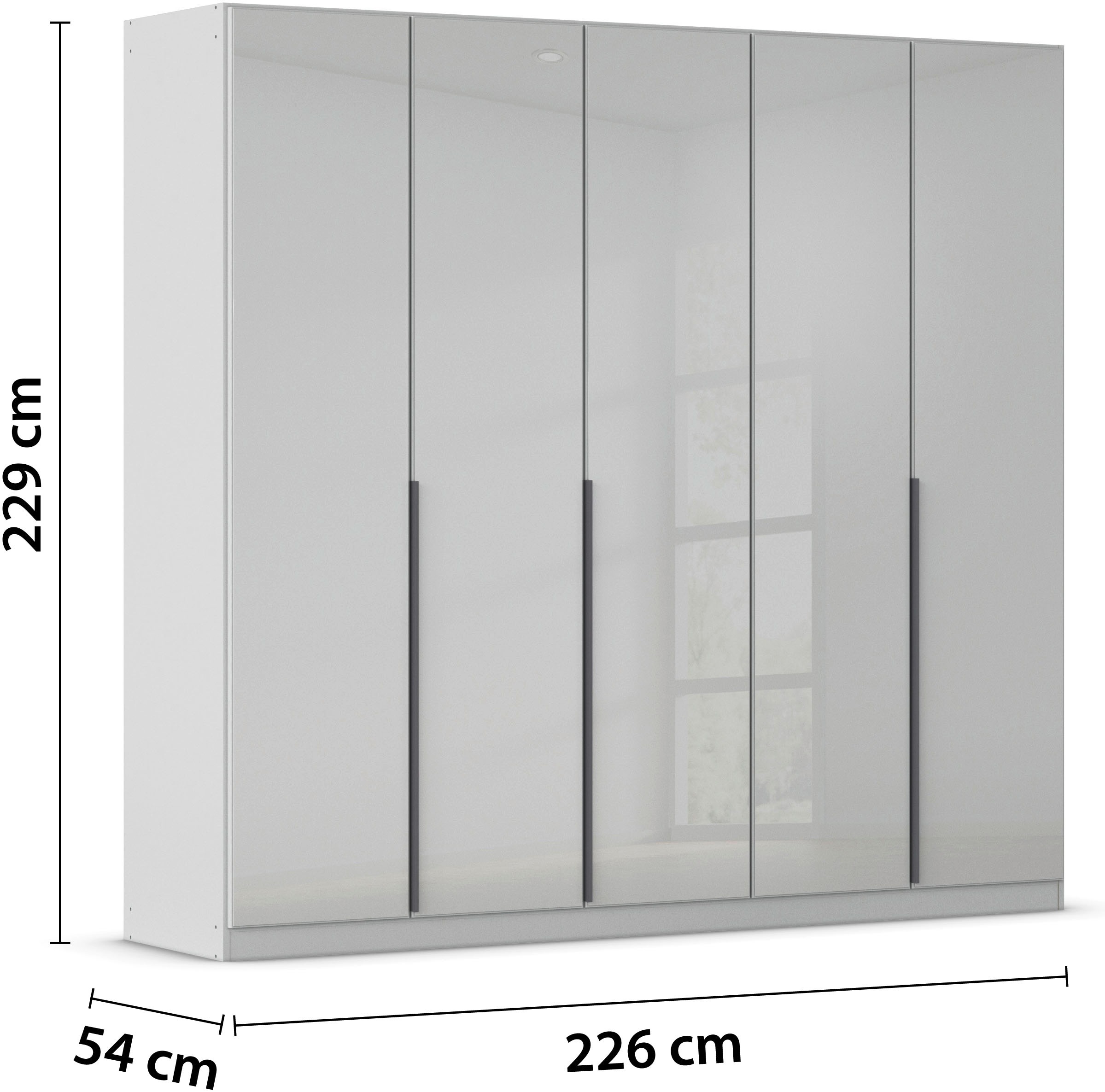 rauch Drehtürenschrank »Kleiderschrank Kleiderschränke Schrank Garderobe AGORDO mit Glasfront«, (in zwei Griff-Farben), durchdachte Innenausstattung, in 6 Breiten und 2 Höhen MADE IN GERMANY