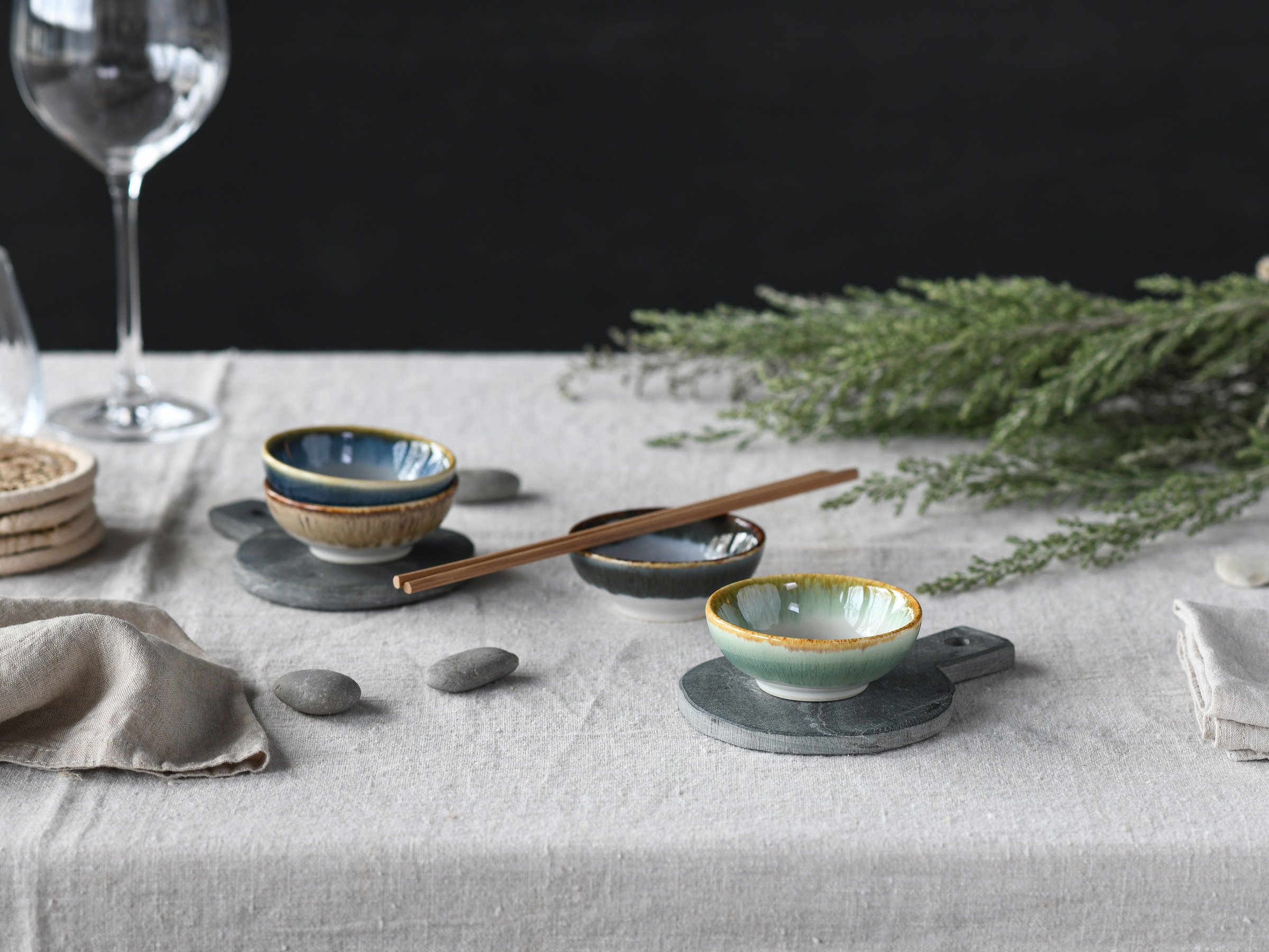 CreaTable Schale »Cascade, Sojaschale 4-tlg«, 4 tlg., aus Steinzeug, Rekativglasur, Healthy Food