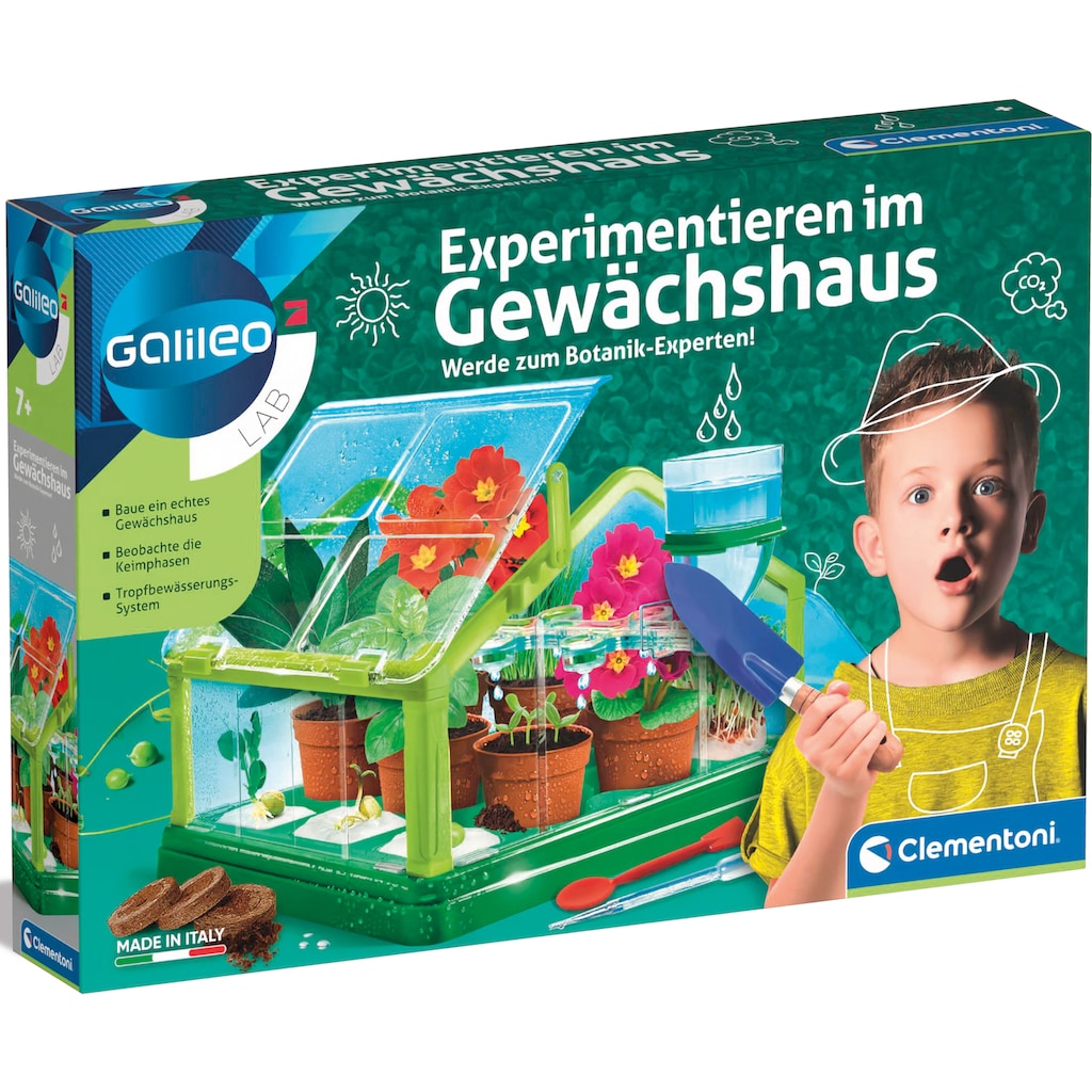 Clementoni® Experimentierkasten »Galileo, Experimentieren im Gewächshaus«