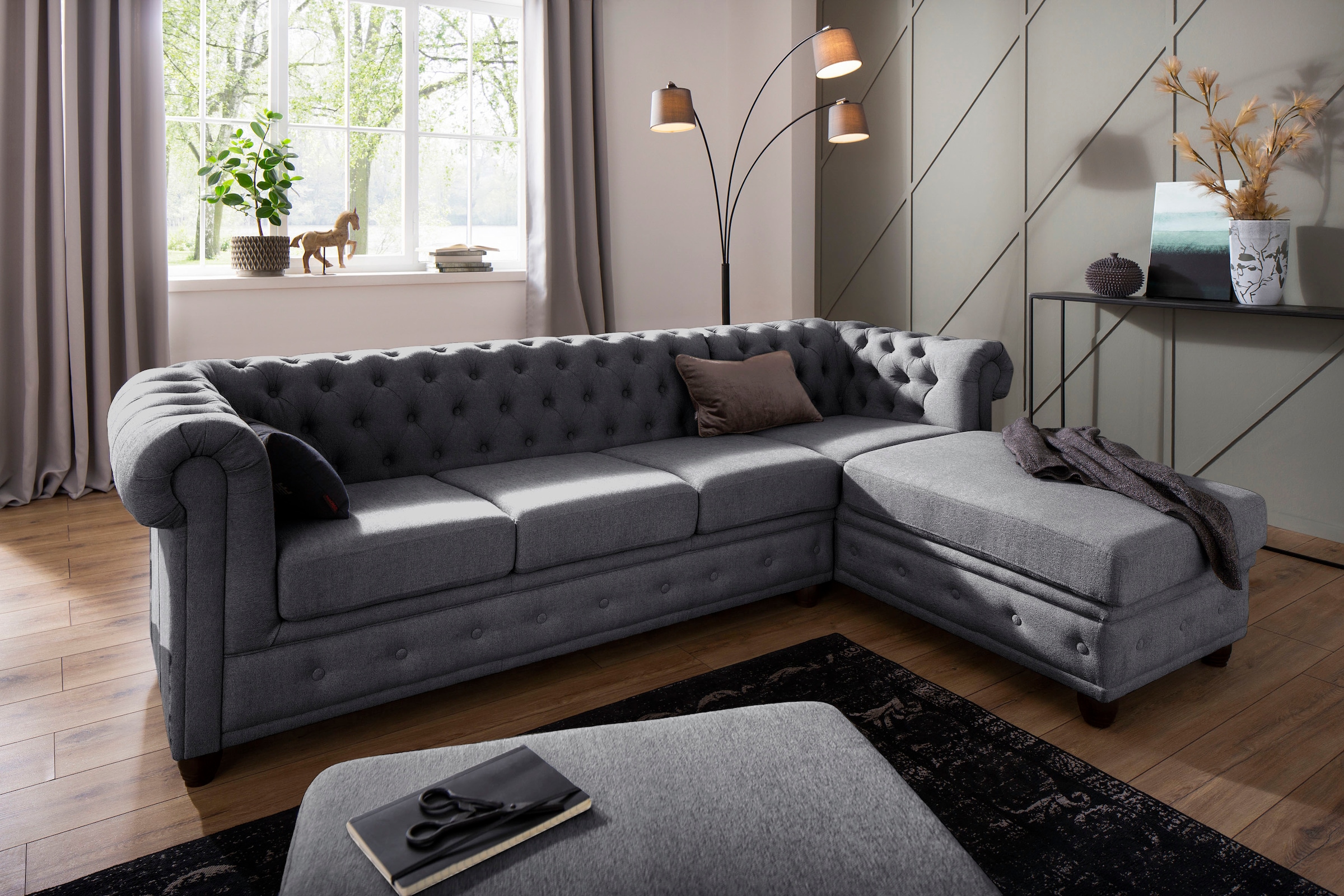 Home affaire Polsterhocker »New Castle«, passend zur "New Castle"-Serie, B/T/H: 75/70/45 cm