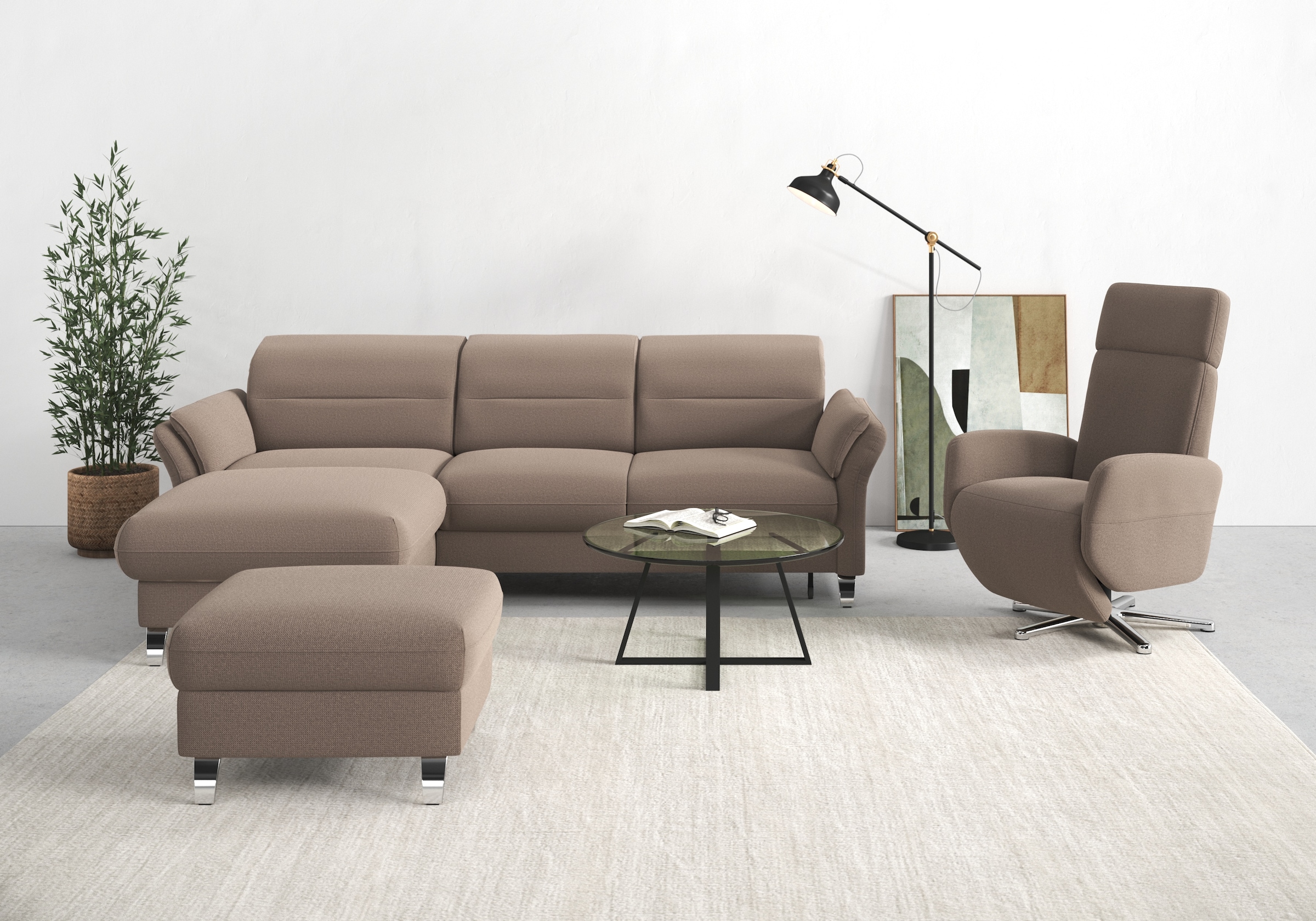 sit&more Ecksofa »Grenoble L-Form mit Federkern«, wahlweise mit Bettfunktio günstig online kaufen