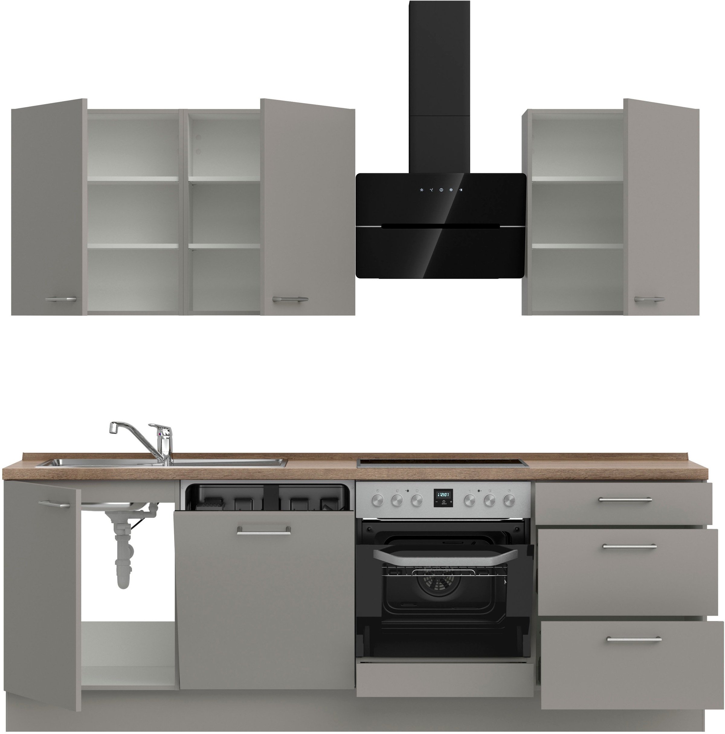 nobilia® Küchenzeile »"Laser II"«, vormontiert, Ausrichtung wählbar, Breite 240 cm, wahlw. mit E-Geräten