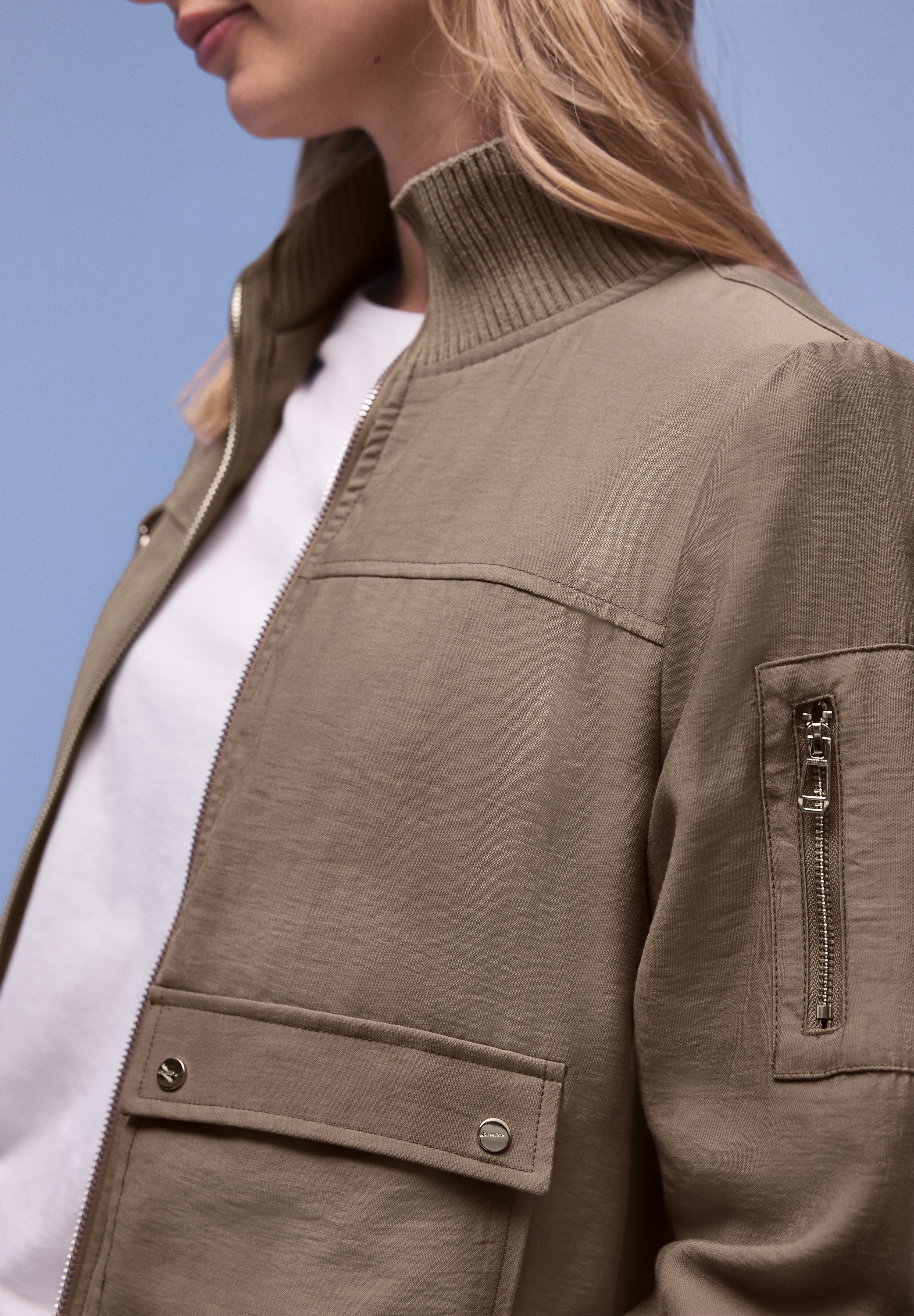 STREET ONE Cargojacke ohne Kapuze mit Stehkragen und Reißverschluss