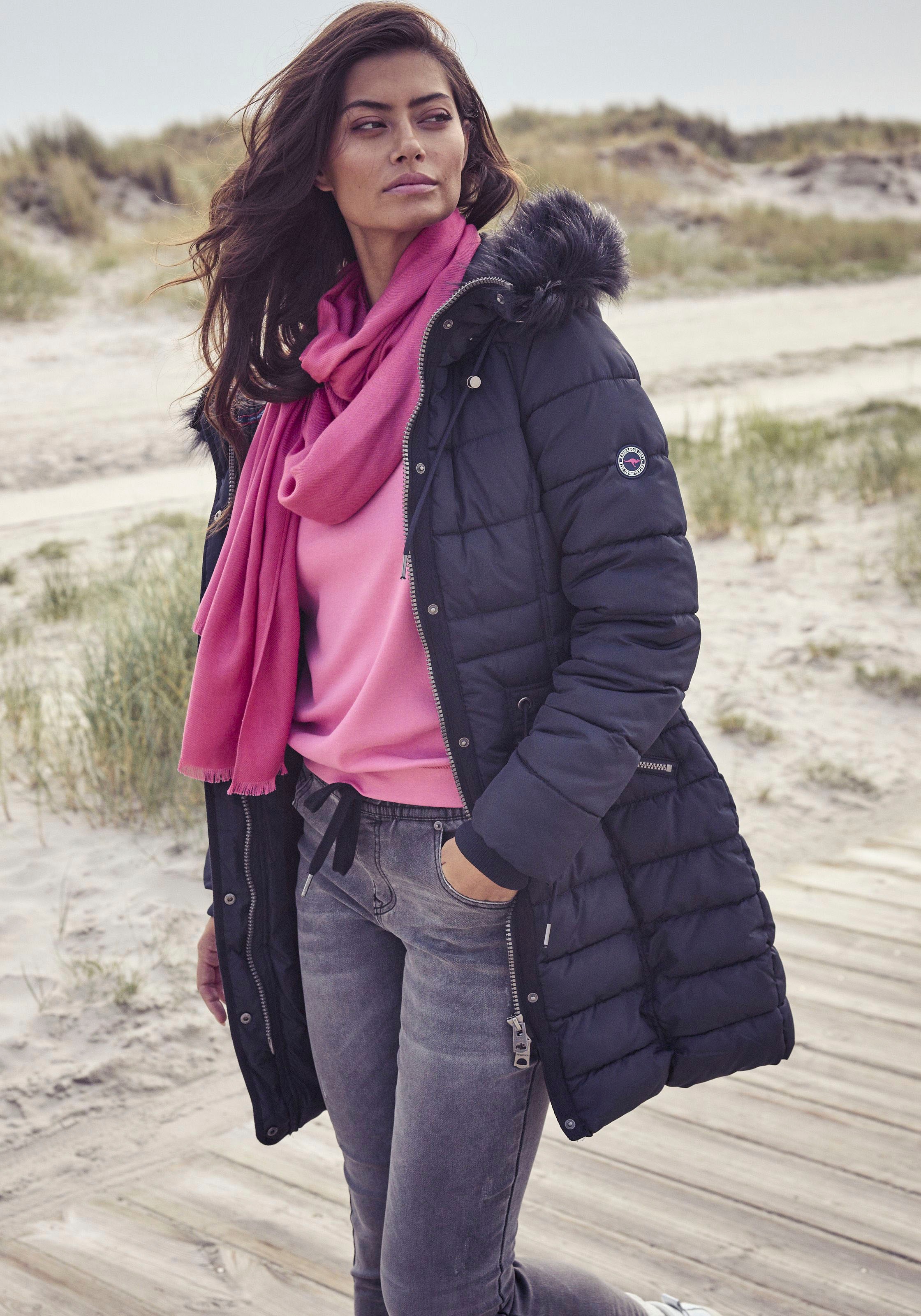 LAURA SCOTT Schal Schal-Tuch mit feinen Fransen - neue Farbe champagner pink