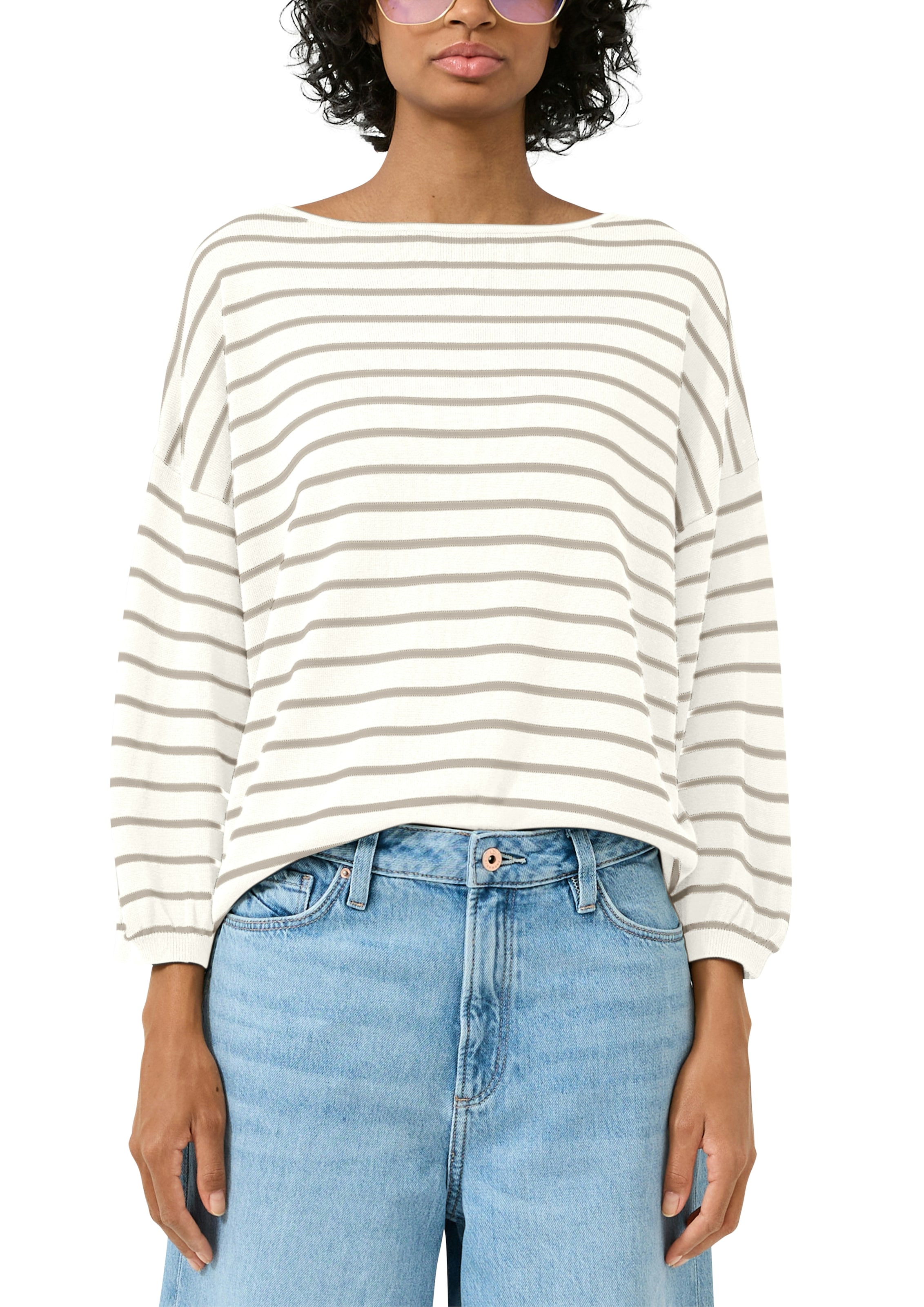 QS 3/4 Arm-Pullover gestreift, mit Viskose