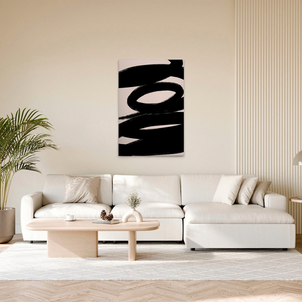 A.S. Création Leinwandbild »Brushstroke 1 - Wandbild Creme Schwarz Keilrahm günstig online kaufen