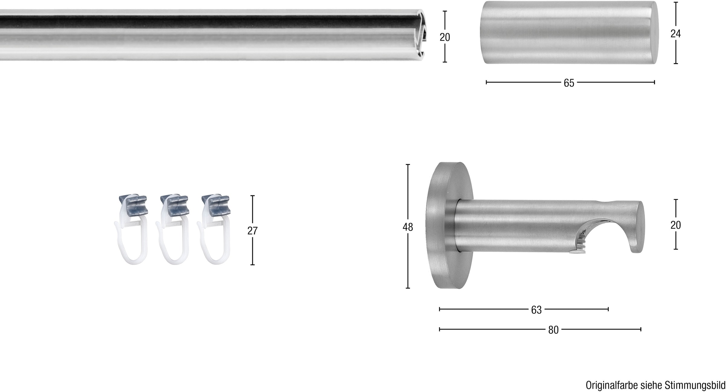 GARESA Gardinenstange »EASY«, 1 läufig-läufig, Wunschmaßlänge, Vorhanggarnitur-Innenlauf, verlängerbar, Wandmontage, Aluminium