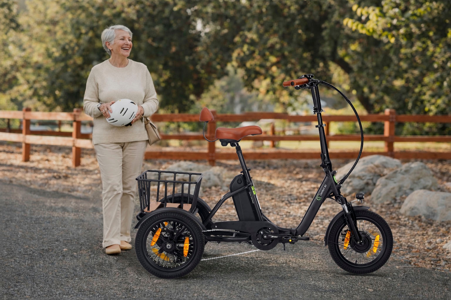 SachsenRad »T6S Comfort air faltbar mit Korb und Alarmanlage« 7 Gang Shimano Kettenschaltung Frontmotor 250 W