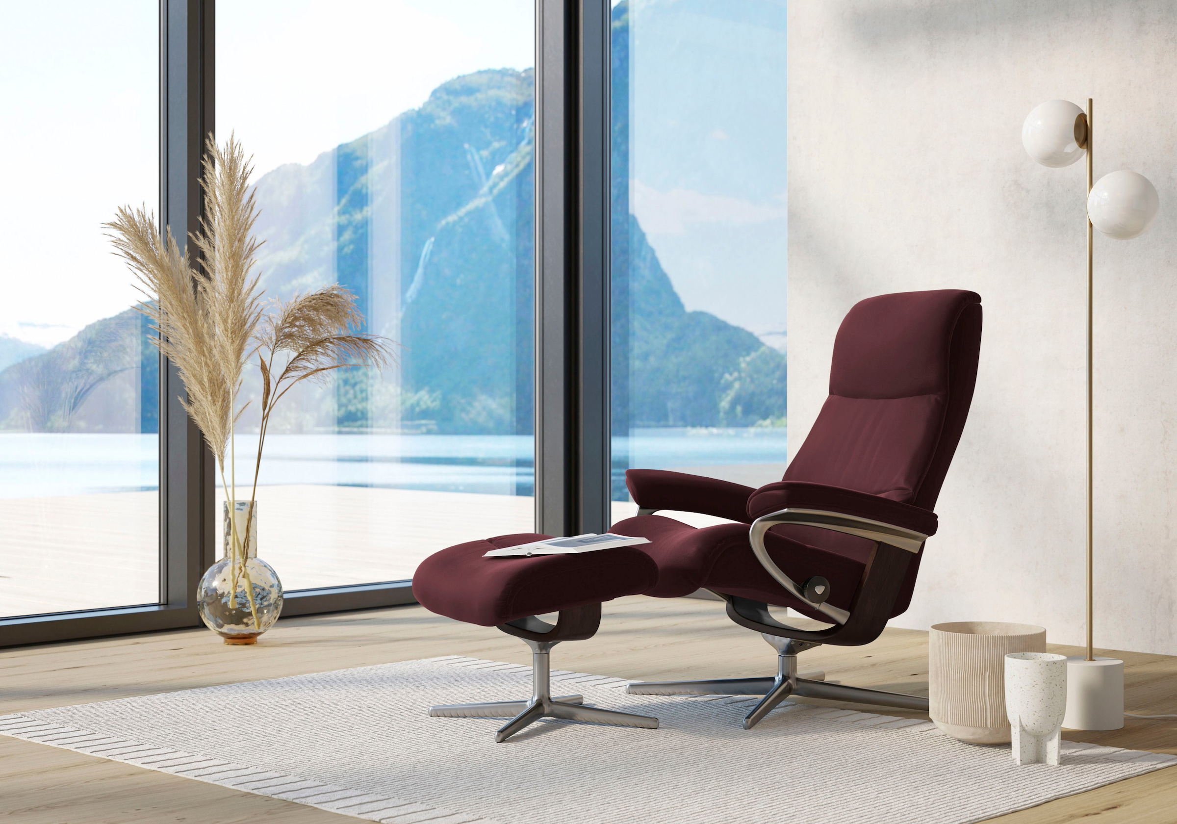 Stressless® Relaxsessel »View« mit Cross Base, Größe S, M & L, Holzakzent Braun