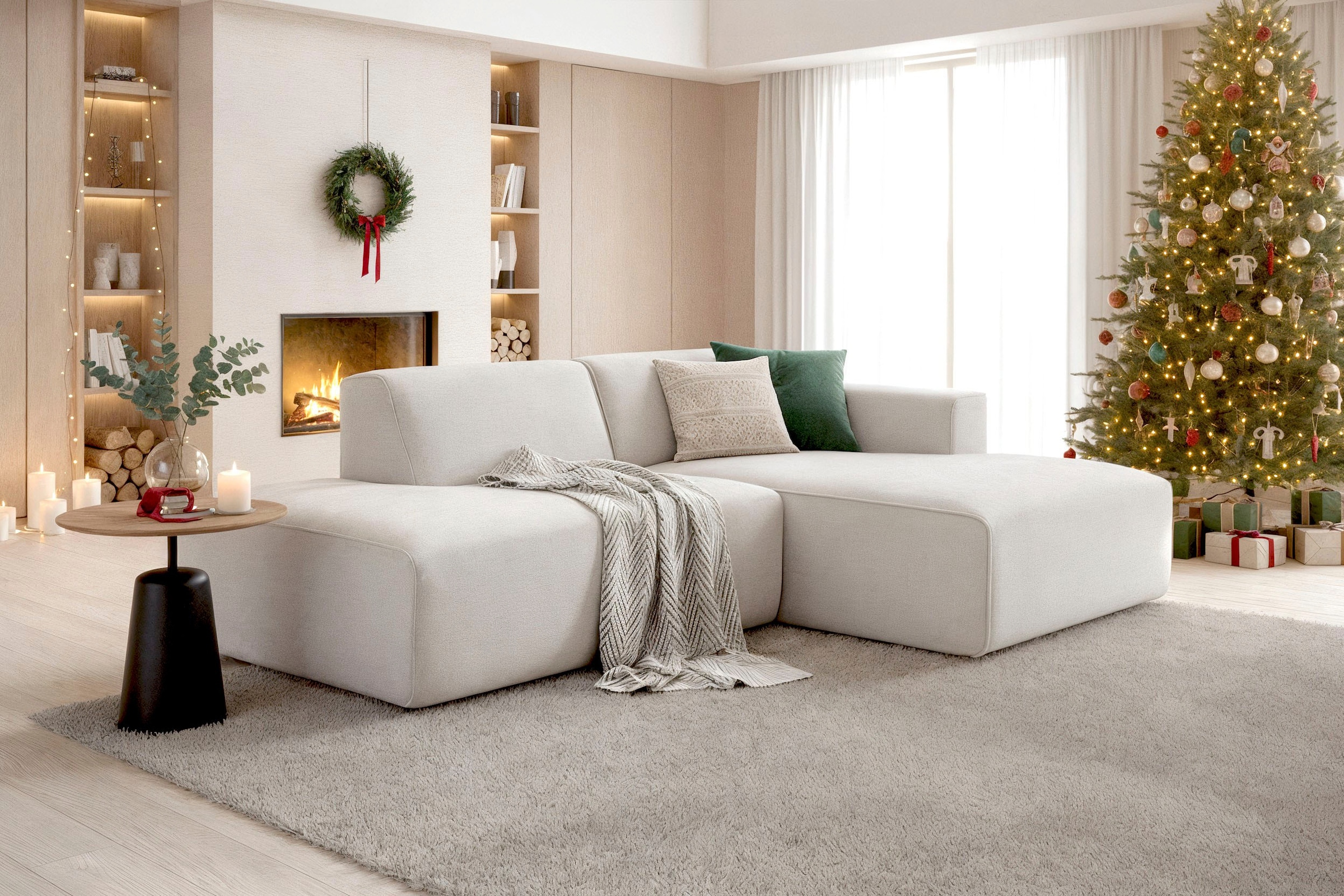 andas Ecksofa »Noord mit Kedernaht, Breite 227 cm, L-Form« Cord, Struktur, günstig online kaufen