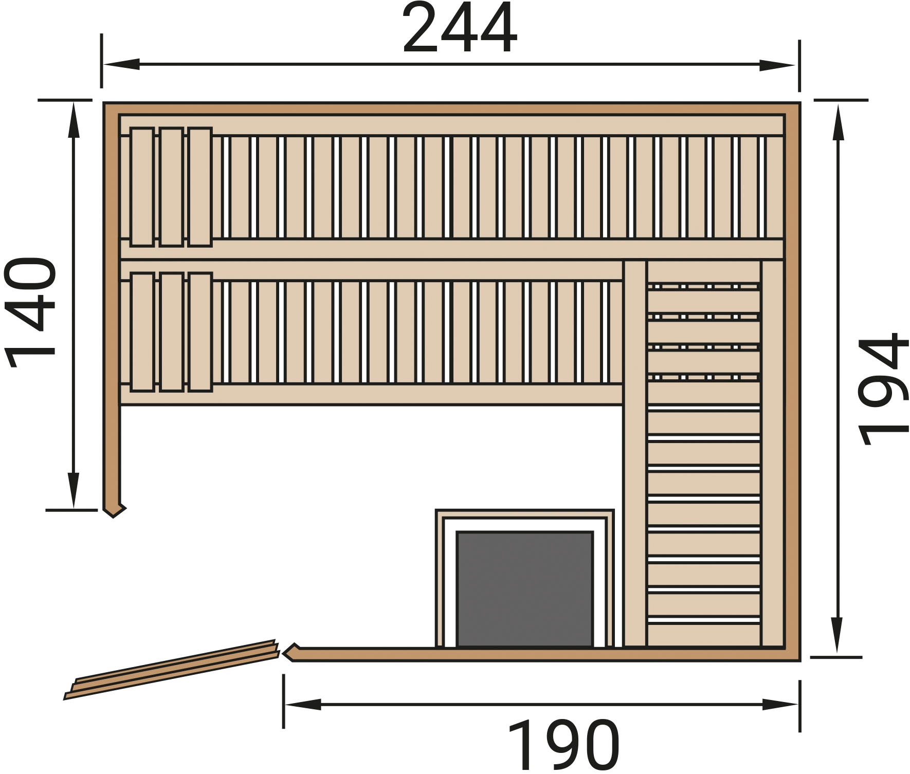 weka Sauna »Element-Ecksauna VARBERG 4«, vorgefertigte Elemente, isolierte Holztür