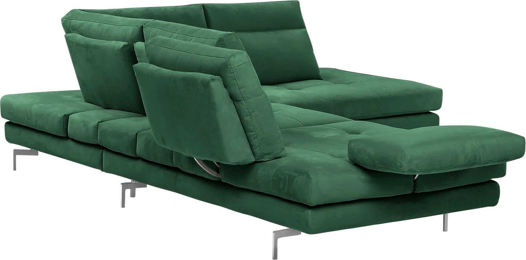 CALIA ITALIA Ecksofa »Toby Wing, L-Form, Multifunktionssofa, bequem und edel«, Sitztiefenverstellung und Armteilfunktion, Füße chrom glänzend