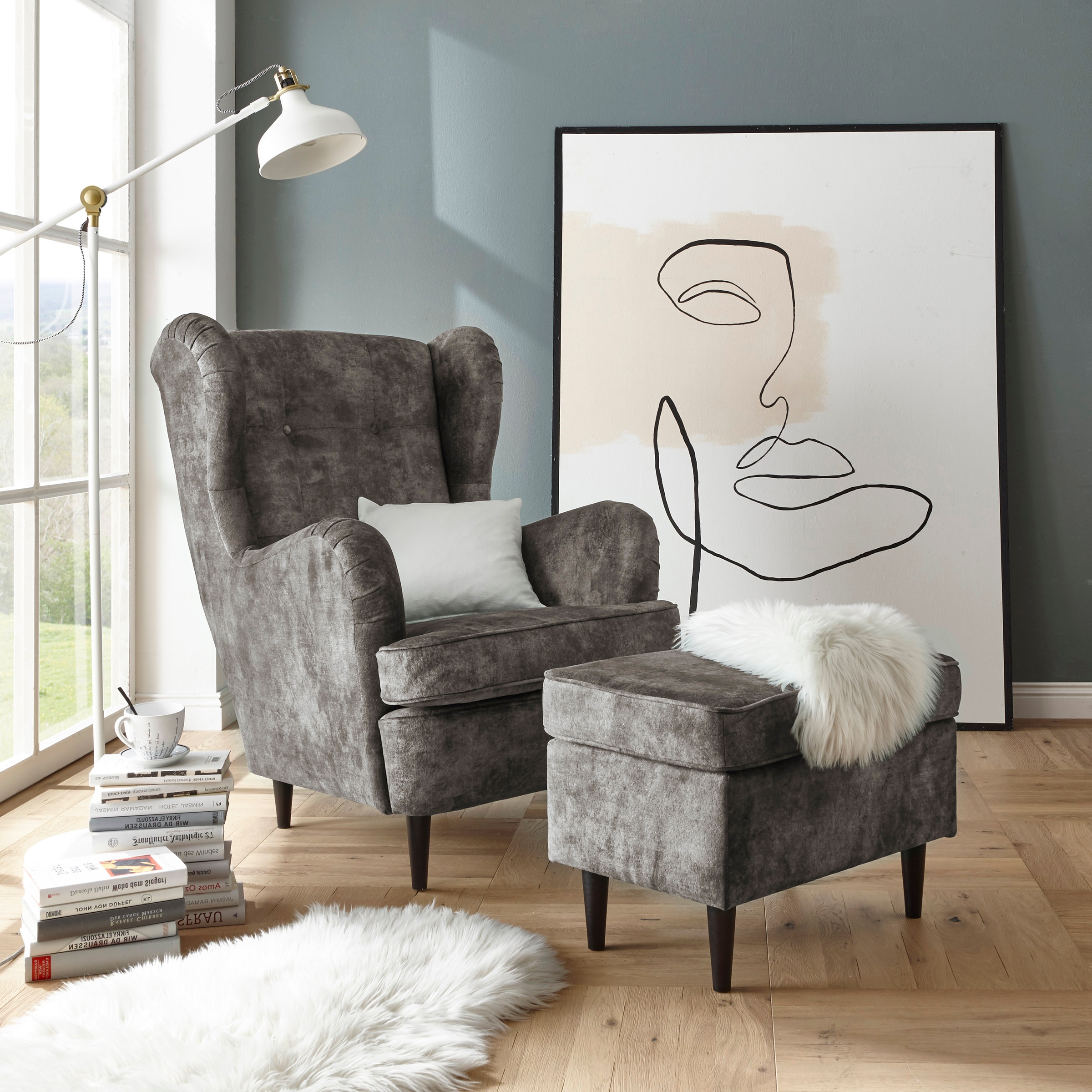 ED EXCITING DESIGN Hocker »Oskar«, mit Massivholzfüßen günstig online kaufen