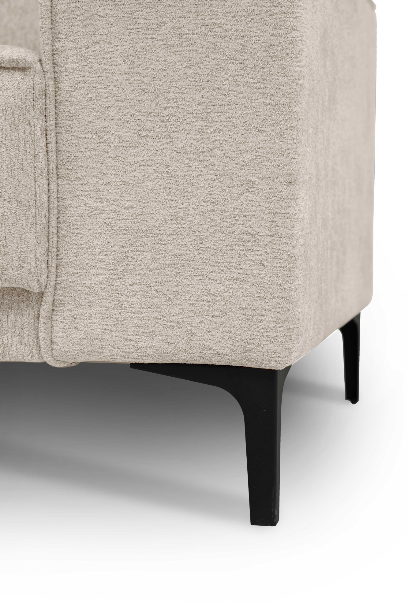 Places of Style Ecksofa »Polsterecke Oland, Struktur, Flachgewebe, Luxus-Microfaser, Boucle«, L-Form, 289 cm, Wellenunterfederung, Skandi-Design, Metallfüße