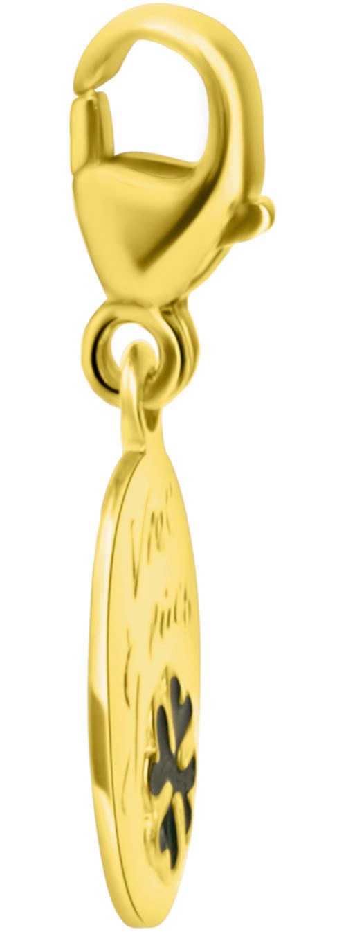 Firetti Charm-Einhänger »Schmuck Geschenk Gold 375 Anhänger Charms Kleeblatt Gravur Viel Glück«, mit Lack