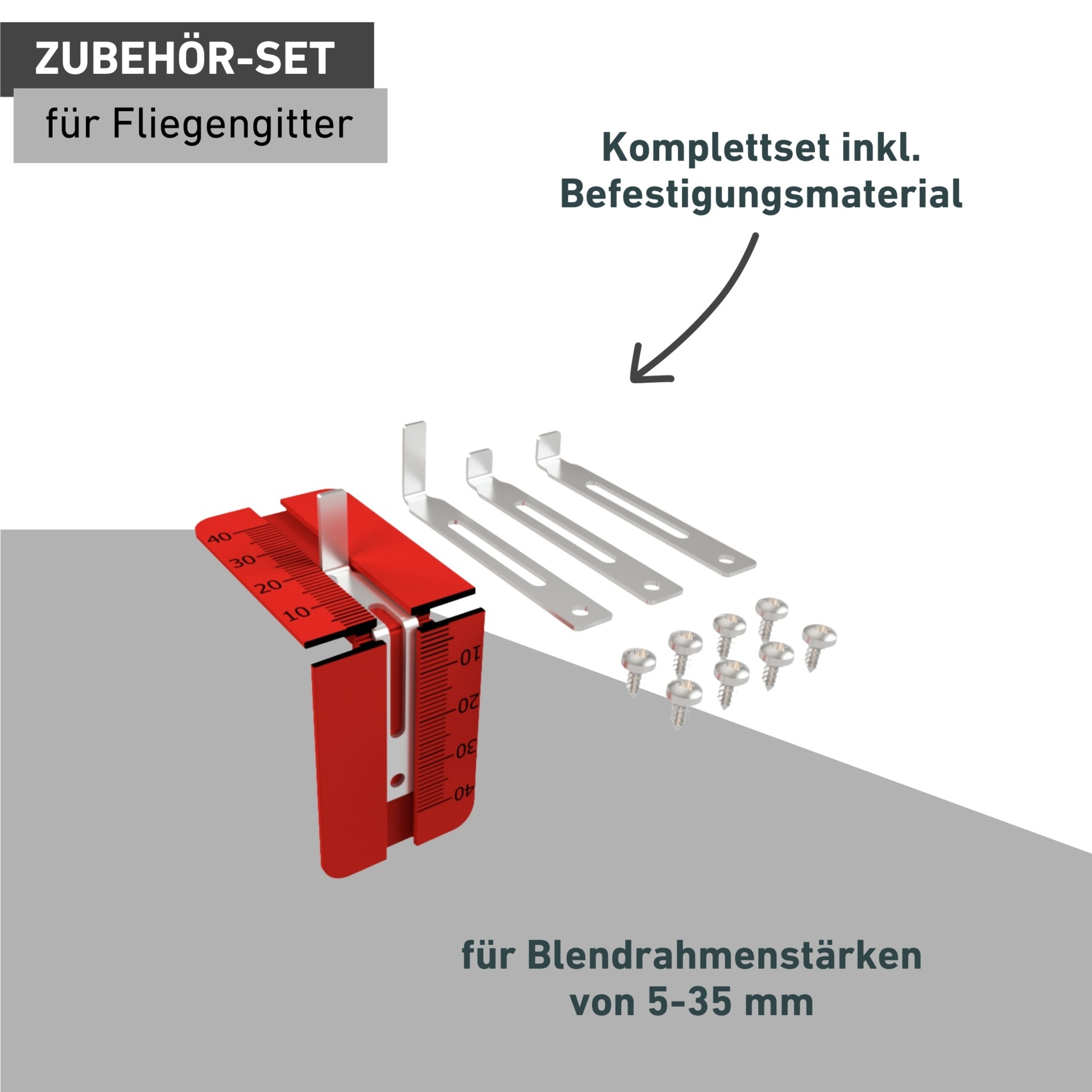 Windhager Fliegengitter-Gewebe »Einhängefeder Montageset für Fliegengitter Fenster« 1 Stk. tlg. Komplettset für Insektenschutz Rahmen Fenster Expert und Plus