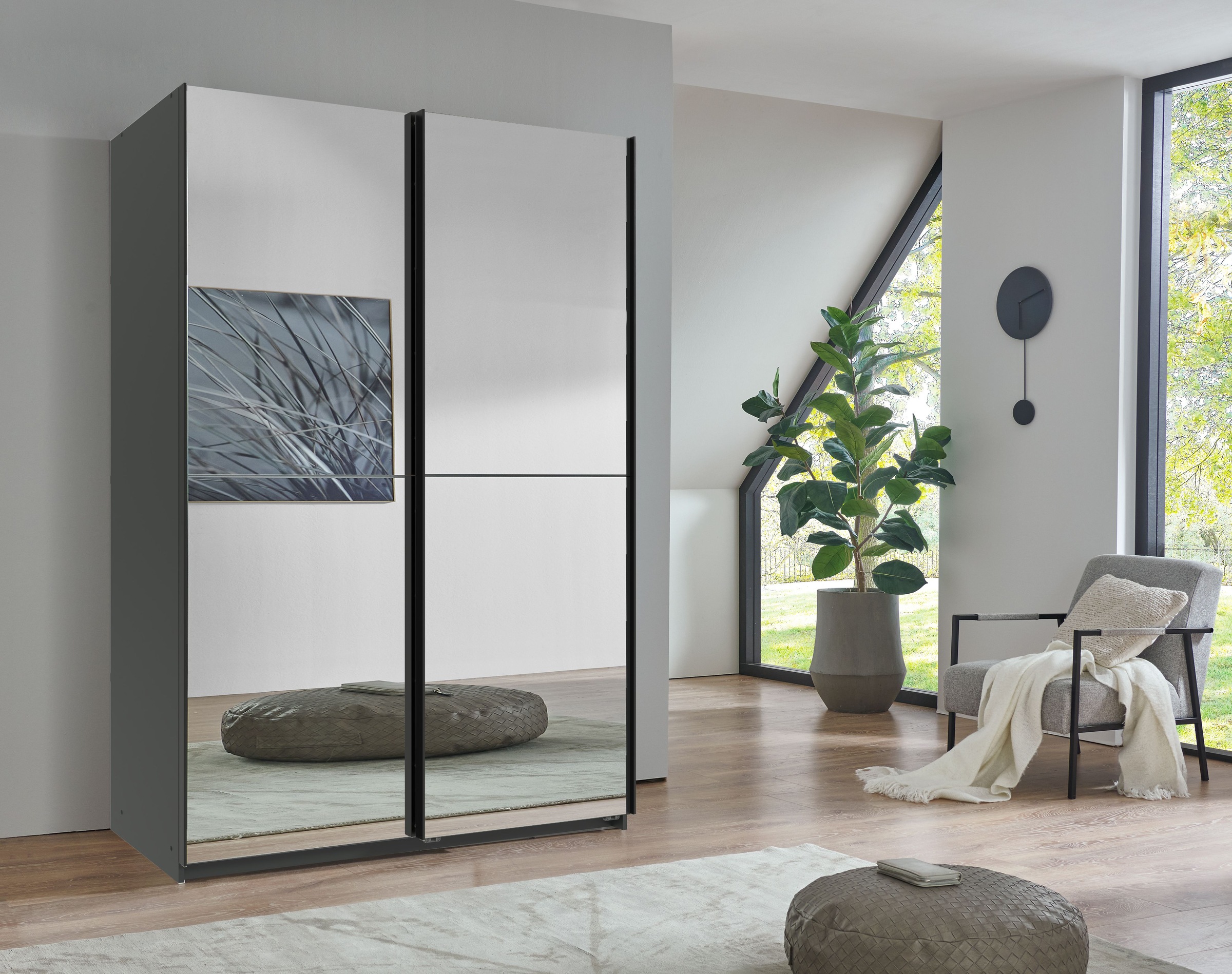 Wimex Kleiderschrank »Mugano, B/T/H 135 oder 180/65/198cm, Made in Germany«, (wähle Deine Ausstattung: Basic oder Premium!), 2 Schwebetüren mit oder ohne Spiegel, Metallgriffe