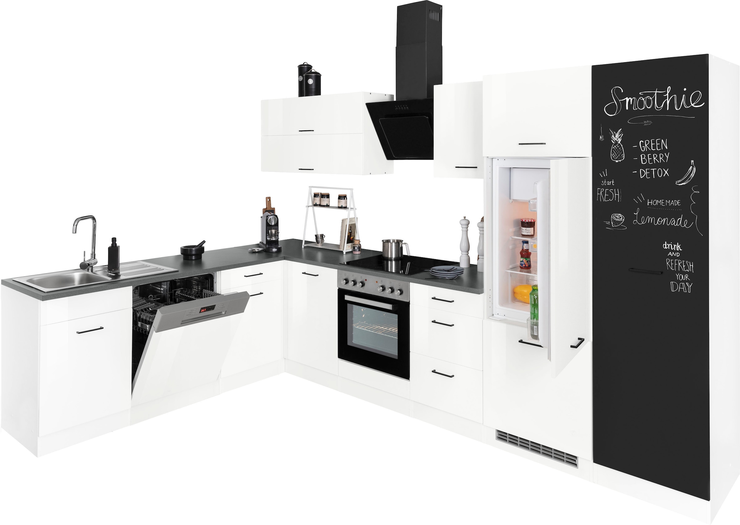 KOCHSTATION Winkelküche »KS-Trier«, ohne E-Geräte, Stellbreite 220/330 cm