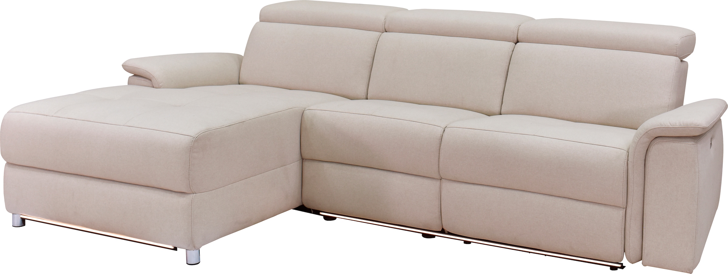 Places of Style Ecksofa »Pareli, L-Form, 259cm,m. Recamiere, Echtleder, Kunstleder, Webstoff«, man. o. elektr. Relaxfunktion, USB/Kopfteilverstellg u. LED