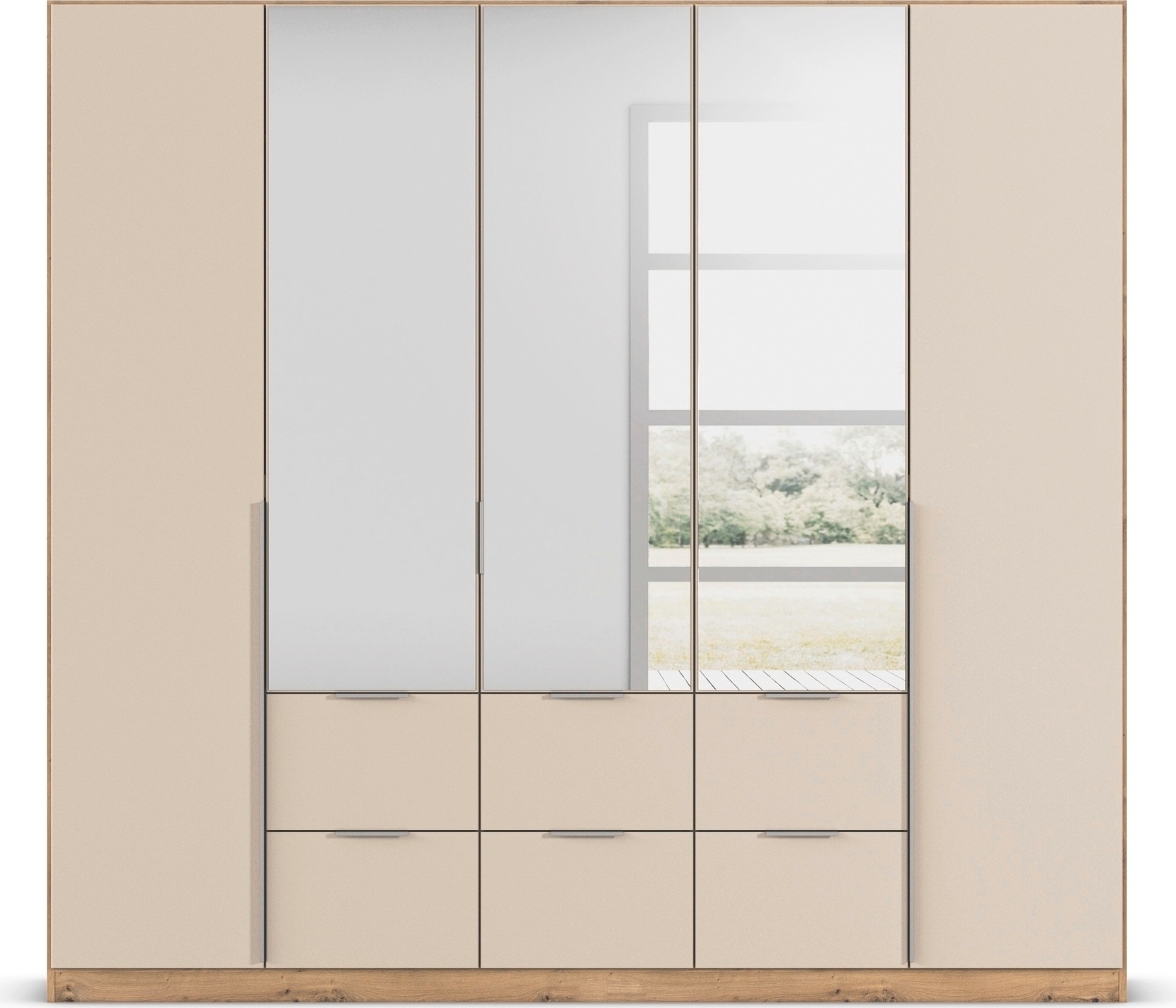 rauch Drehtürenschrank »Kleiderschrank Schrank Garderobe AGORDO mit Dekor- oder Hochglanzfront«, (in zwei Griff-Farben mit Dekor- oder Hochglanzfront), mit Außenschubkästen, in 6 Breiten und 2 Höhen MADE IN GERMANY