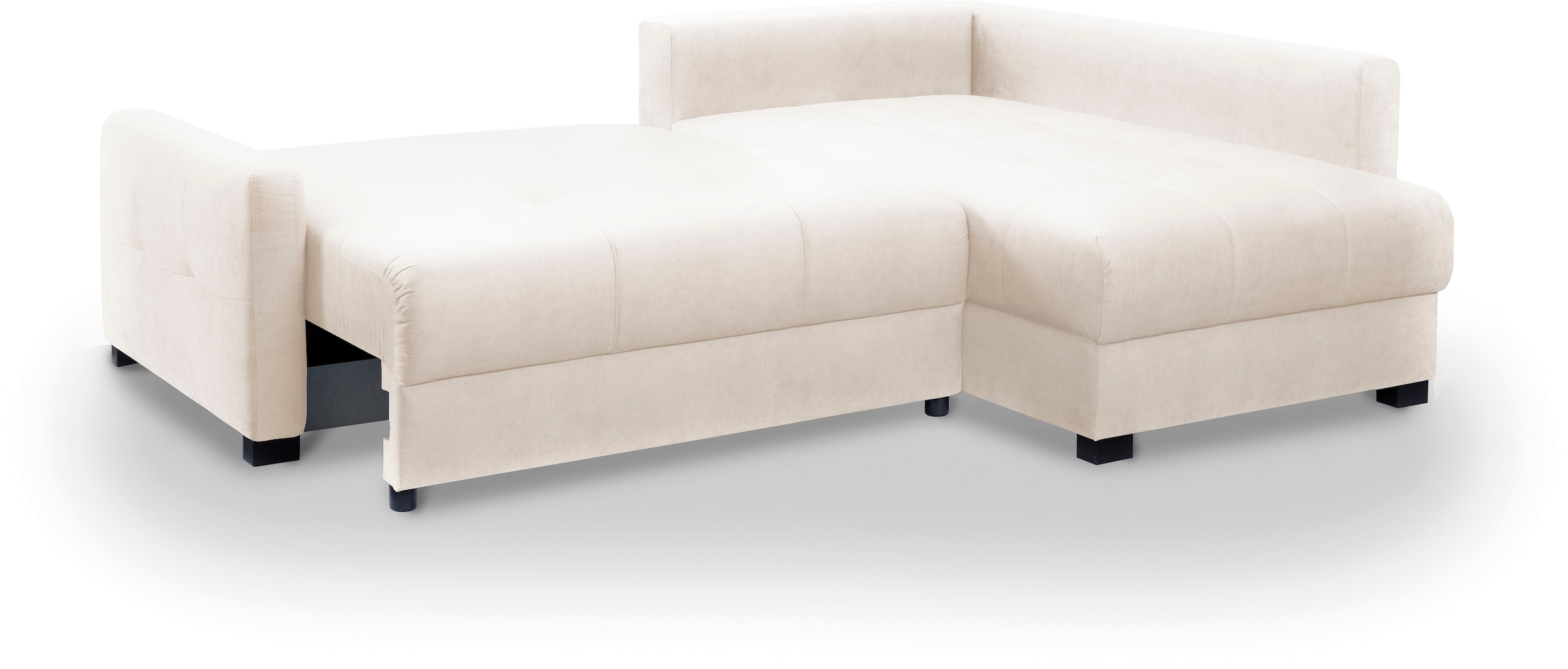 exxpo - sofa fashion Ecksofa »Chester, Boxspring Federkern-Polsterung für bequemeren Sitzkomfort« L-Form, schmale Armlehnen, Bettfunktion u. Bettkasten