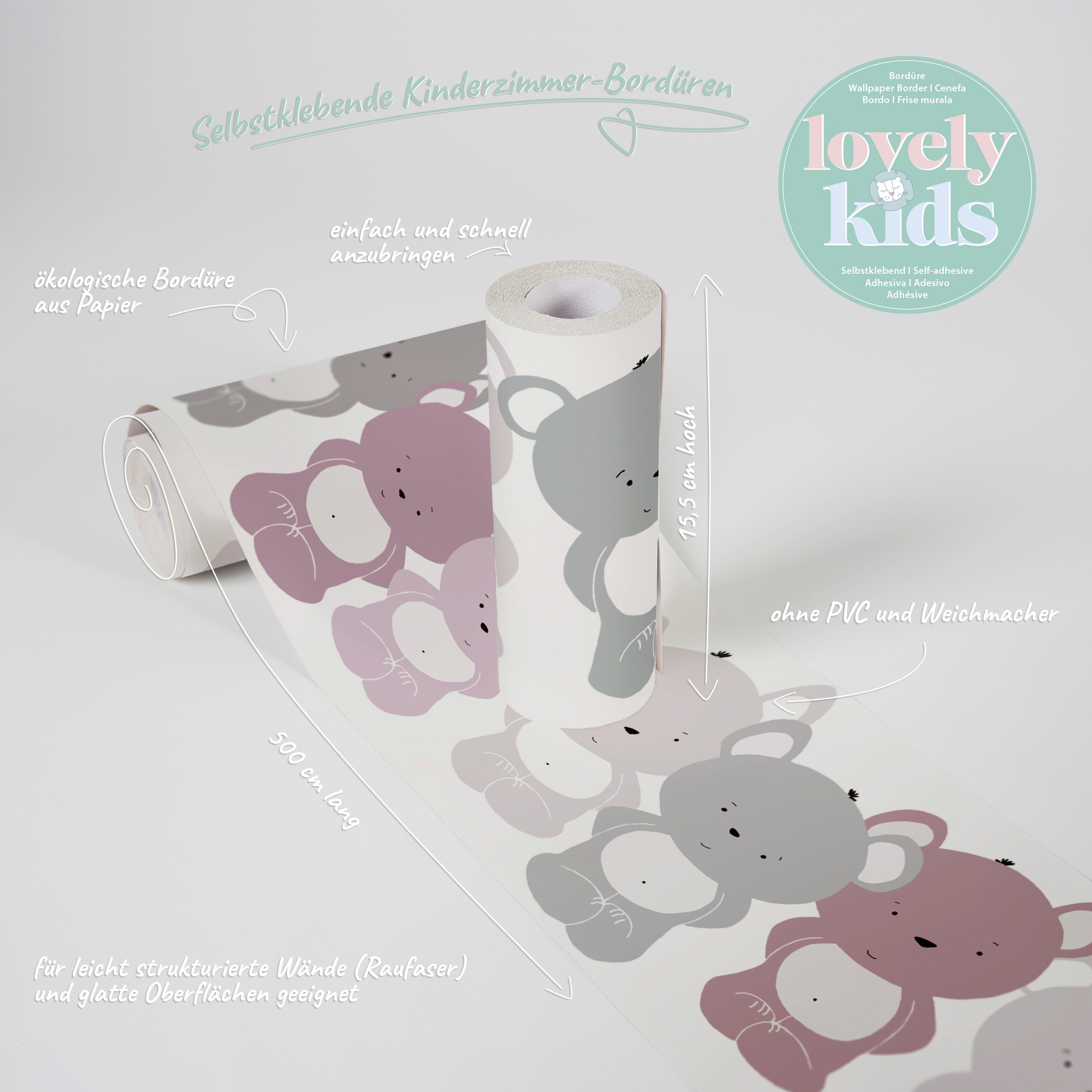 A.S. Création Bordüre »Cute Bears«, Motiv-abstrakt-naturalistisch, Tapete Kinder Borte Wohnzimmer Schlafzimmer Küche Design Kinderzimmer