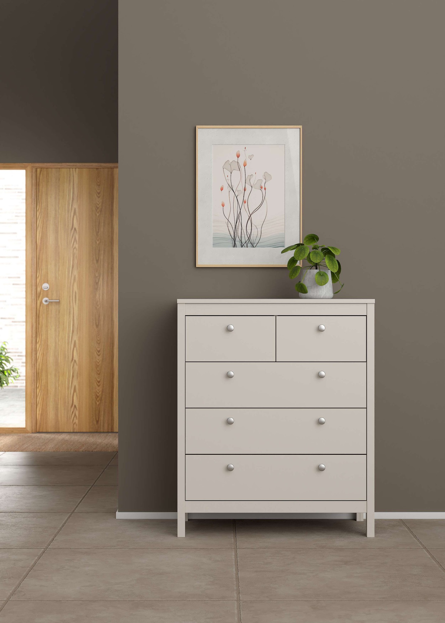 Home affaire Kommode »Madrid, Aufbewahrung, Schubladenschrank, Stauraum« Skandinavisches Design, Wahlweise Leder- oder Metallgriffe