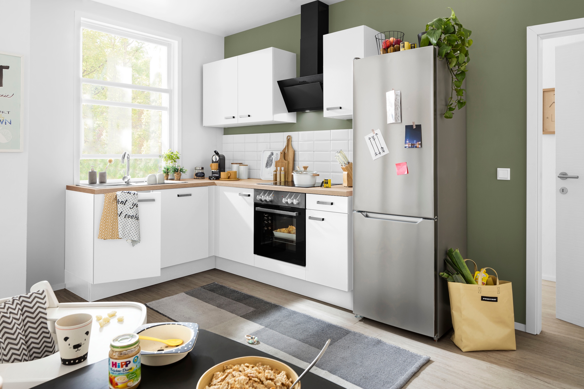 OPTIFIT Winkelküche »Parma« mit E-Geräten, Stellbreite 215x175 cm