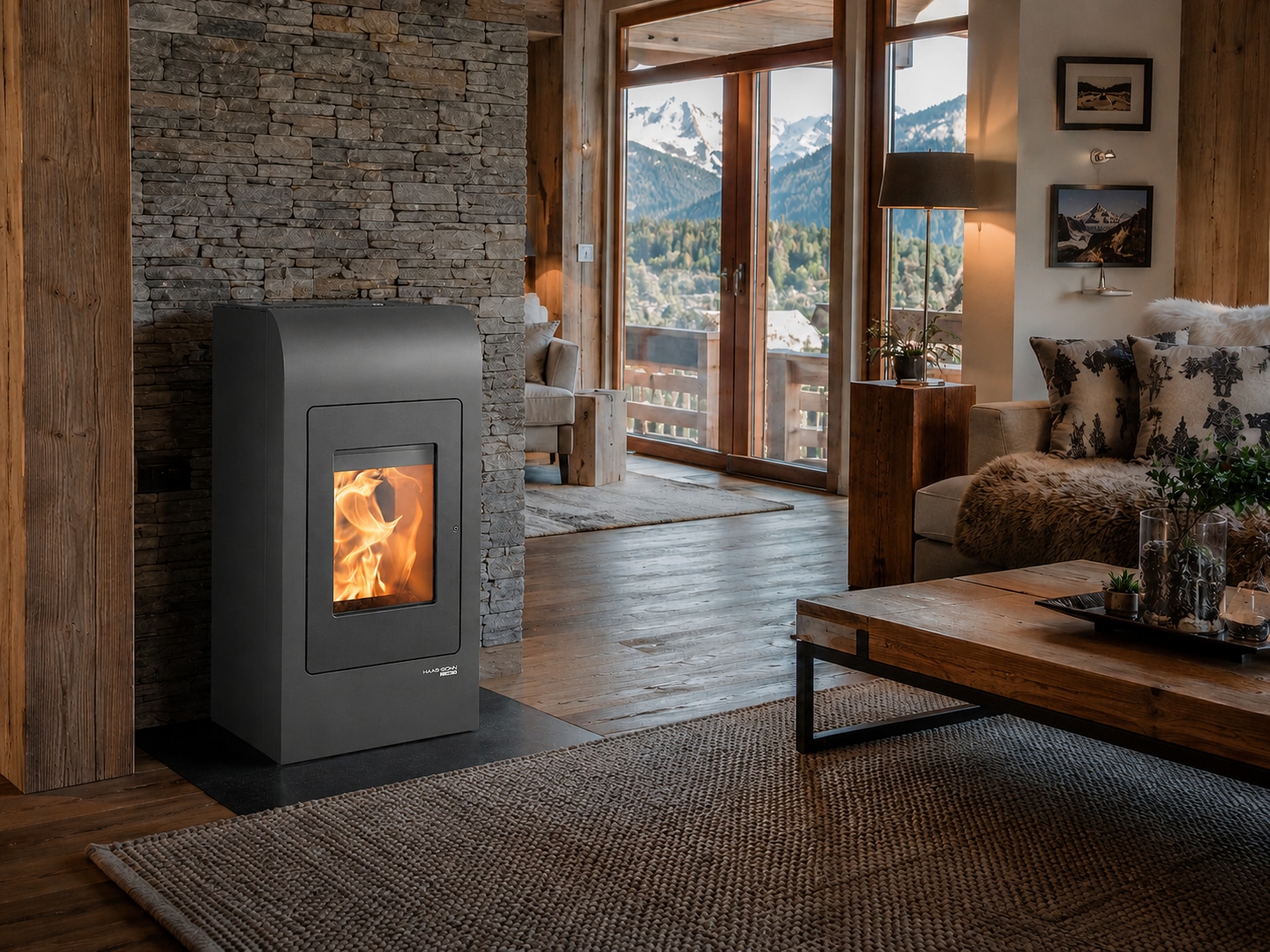 Haas + Sohn Pelletofen »HSP 2 MOONLIGHT, Exklusiv, Lieferung bis ins Wohnzimmer« NEU in der Farbe Moonlight grau