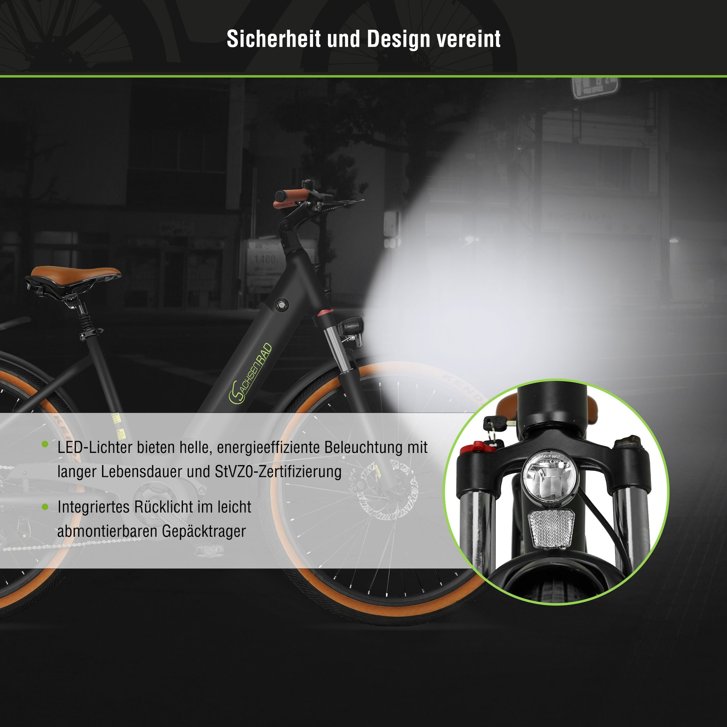 SachsenRad »C5 Centro II mit Diebstahlsicherung« 8 Gang Shimano Kettenschaltung Mittelmotor 250 W