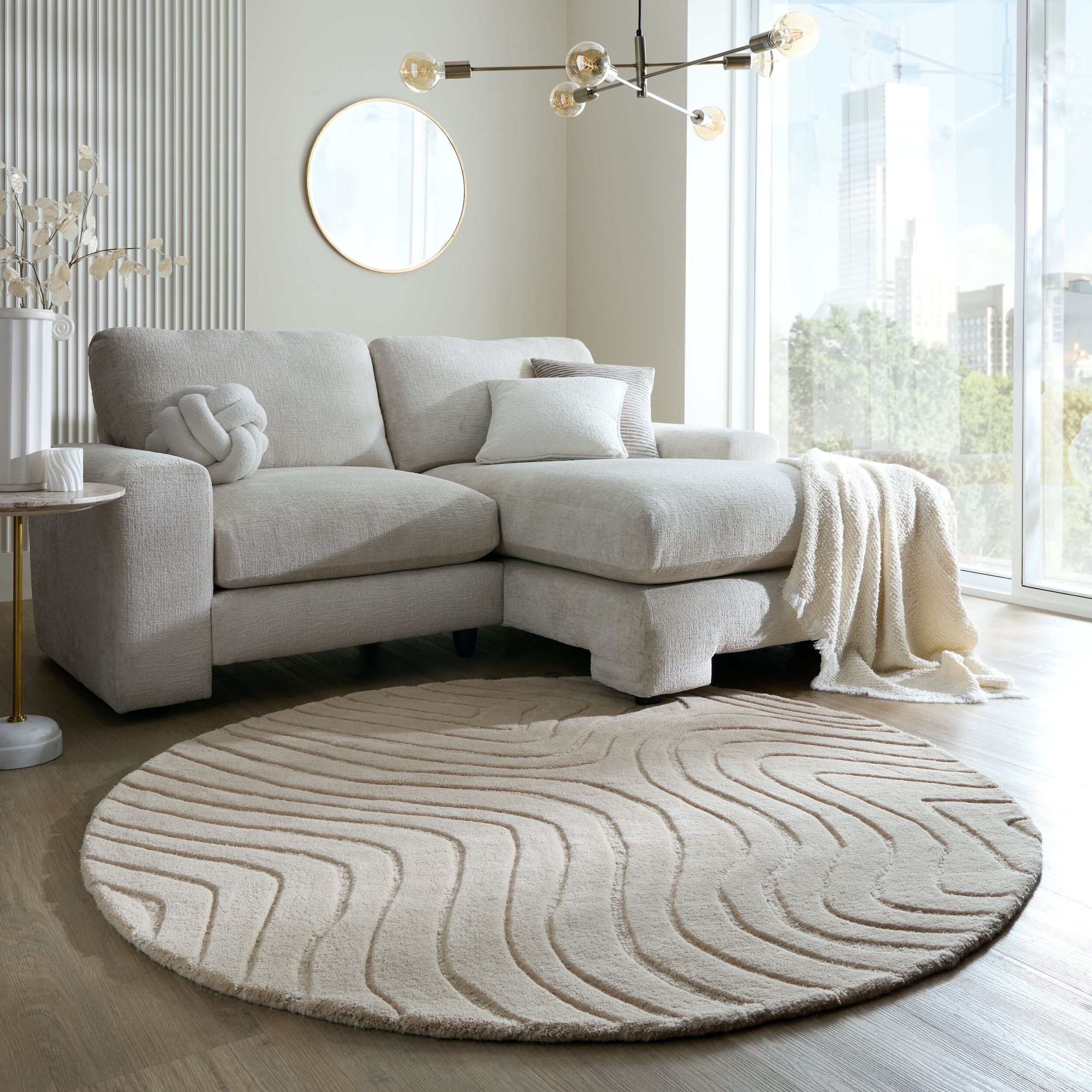 FLAIR RUGS Wollteppich »Mesmerise, rund & abstrakt«, rund, 14 mm Höhe, Woll günstig online kaufen