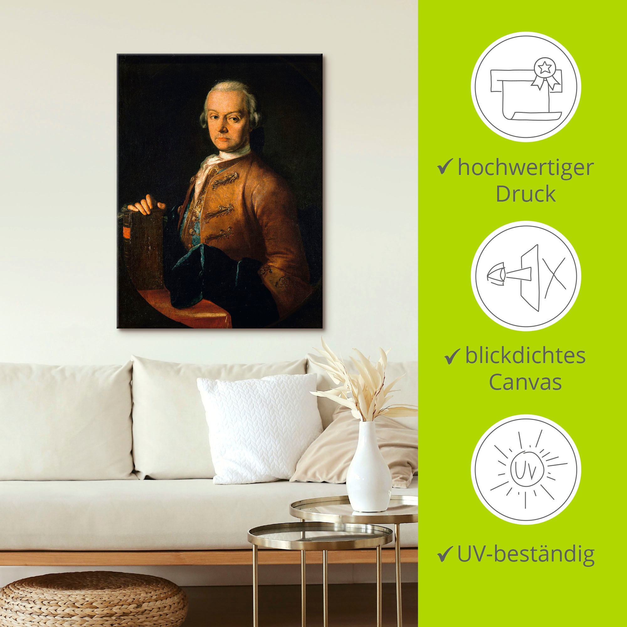 Artland Leinwandbild »Bildnis Leopold Mozart. Um 1765«, Menschen, (1 St.), auf Keilrahmen gespannt