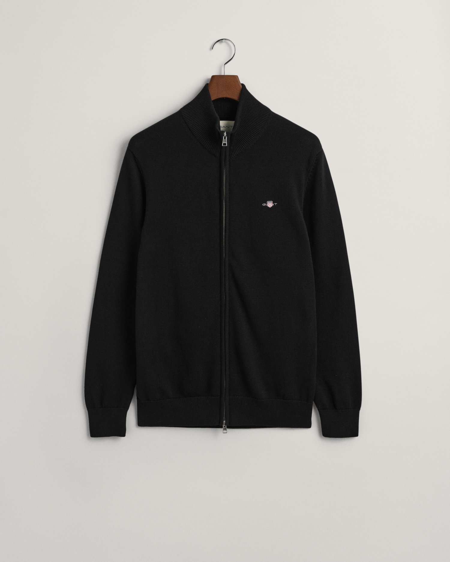 Gant Cardigan »CASUAL COTTON ZIP CARDIGAN«, Mit Rippbündchen an Stehkragen, Ärmeln und Saum