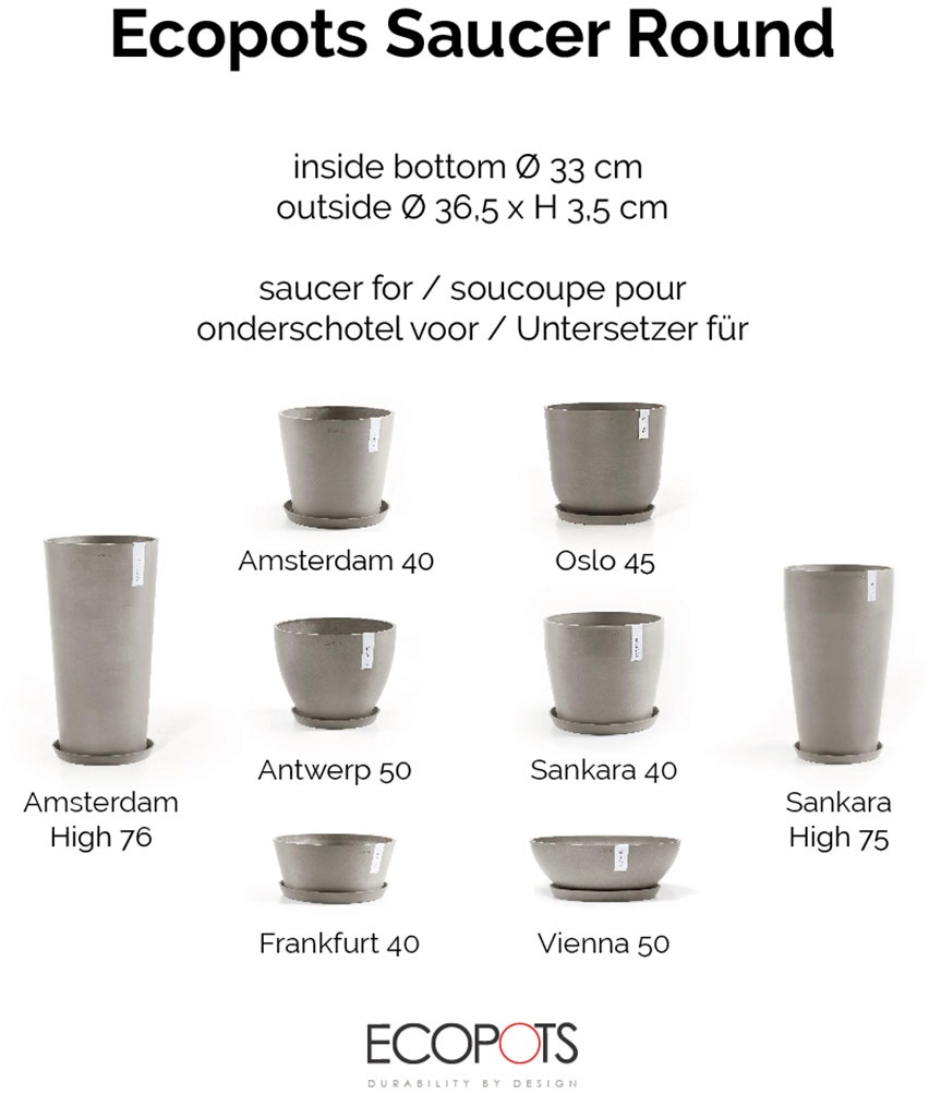 ECOPOTS Blumentopfuntersetzer »ROUND SAUCER Taupe« BxTxH: 36,5x36,5x3,5 cm