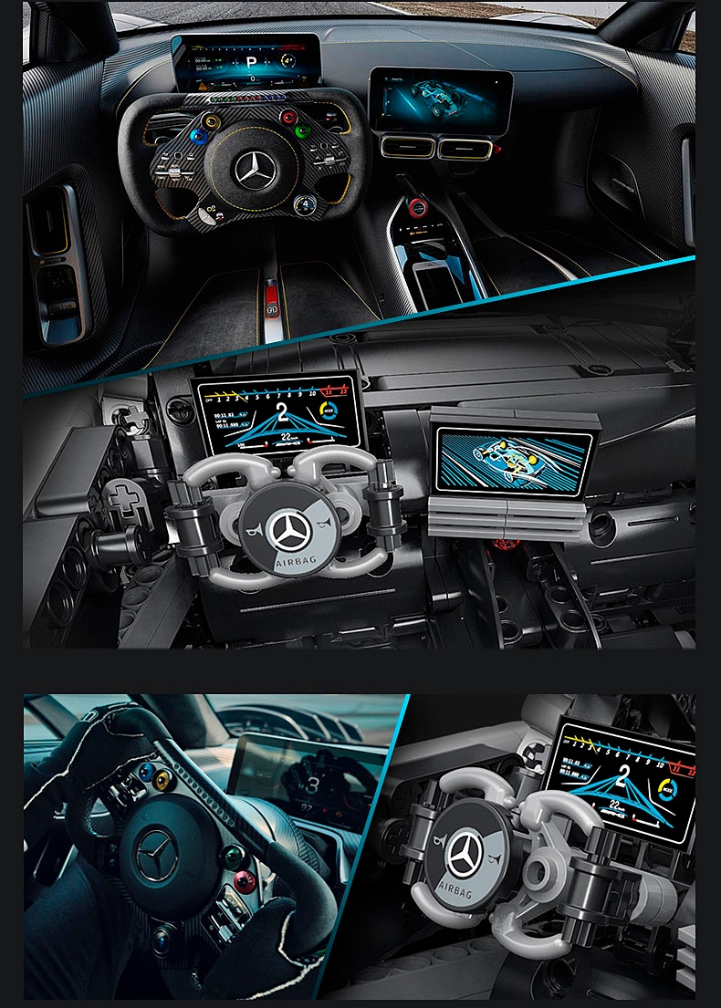 Jamara RC-Auto »CaDA, Mercedes-AMG ONE 1:8 grau 2,4GHz Bricks«, (3295 tlg.), mit LED Licht