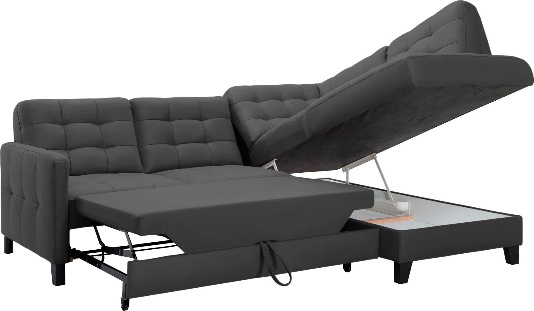 exxpo - sofa fashion und im Bettkasten, Ecksofa Bezugsqualitäten mit vielen Bettfunktion in wahlweise kaufen »Elio«, Online-Shop