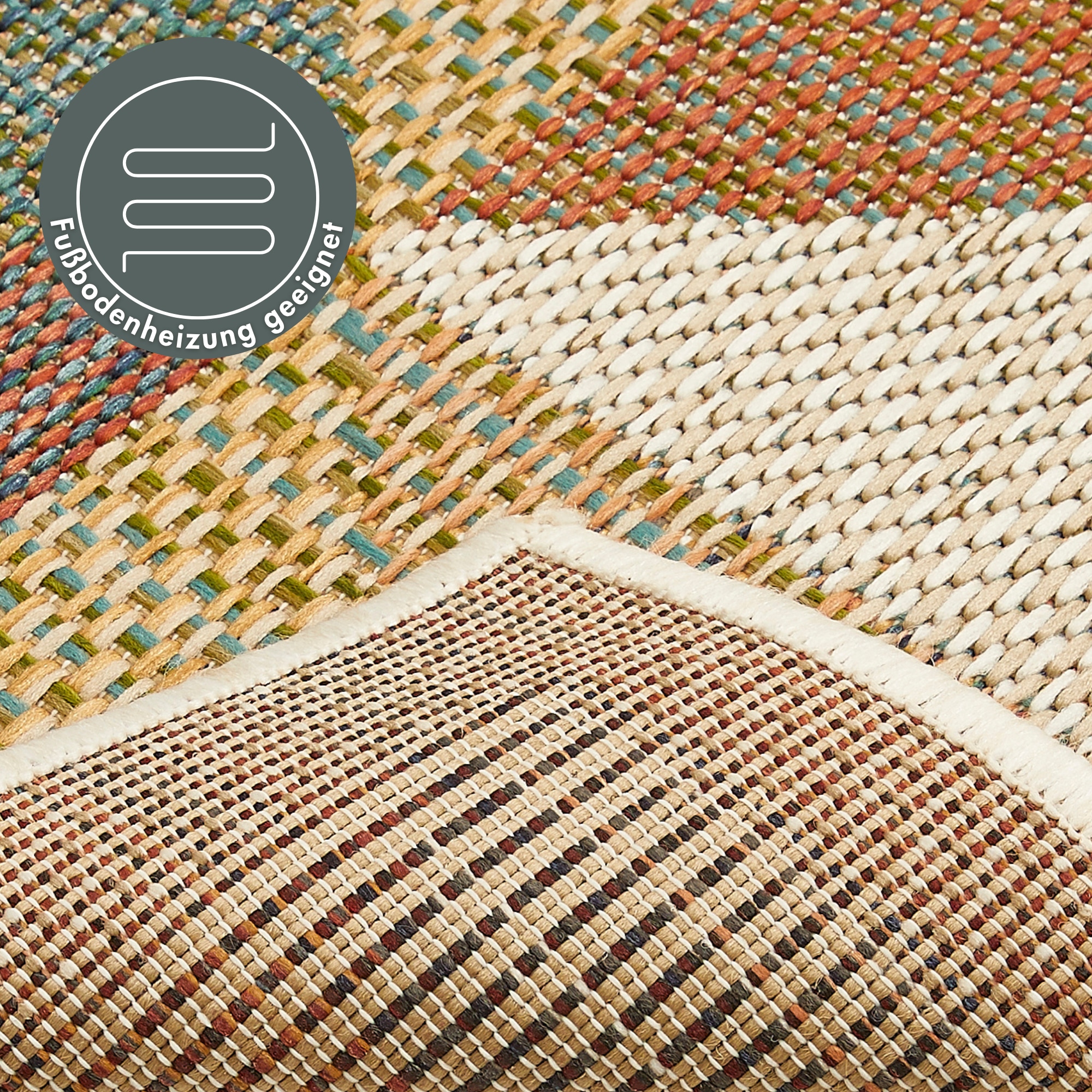 Andiamo Teppich »Sedona Dreieck« rechteckig 6 mm Höhe Flachgewebe, modernes Design, In- und Outdoor geeignet