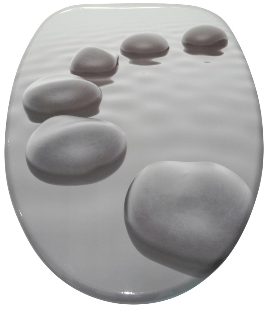 Sanilo Badaccessoire-Set »Black Stones«, (Komplett-Set, 3 tlg.), bestehend aus WC-Sitz, Badteppich und Waschbeckenstöpsel