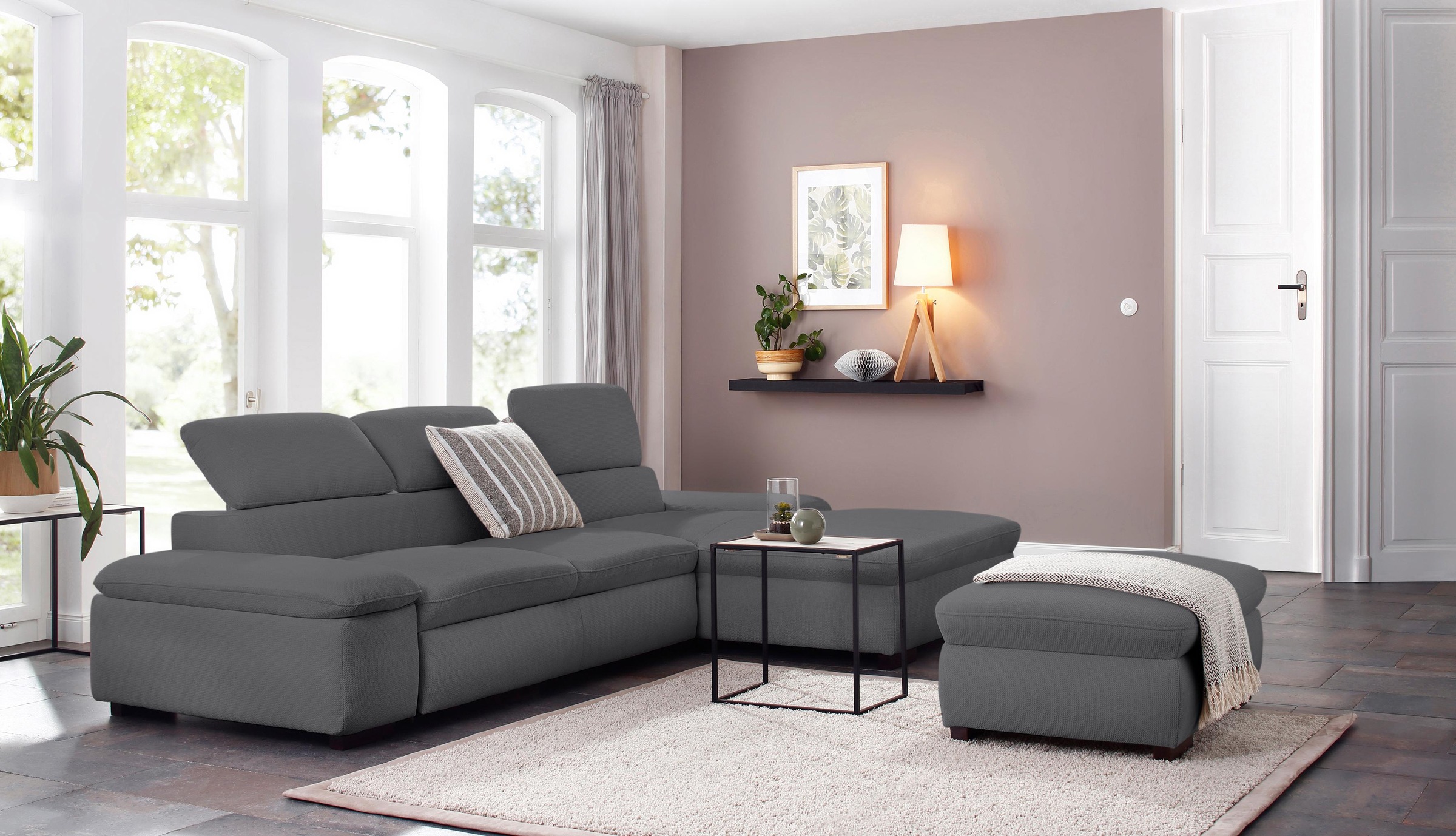 Home affaire Ecksofa »Alberto L-Form«, mit Kopfteilverstellung, wahlweise mit Bettfunktion