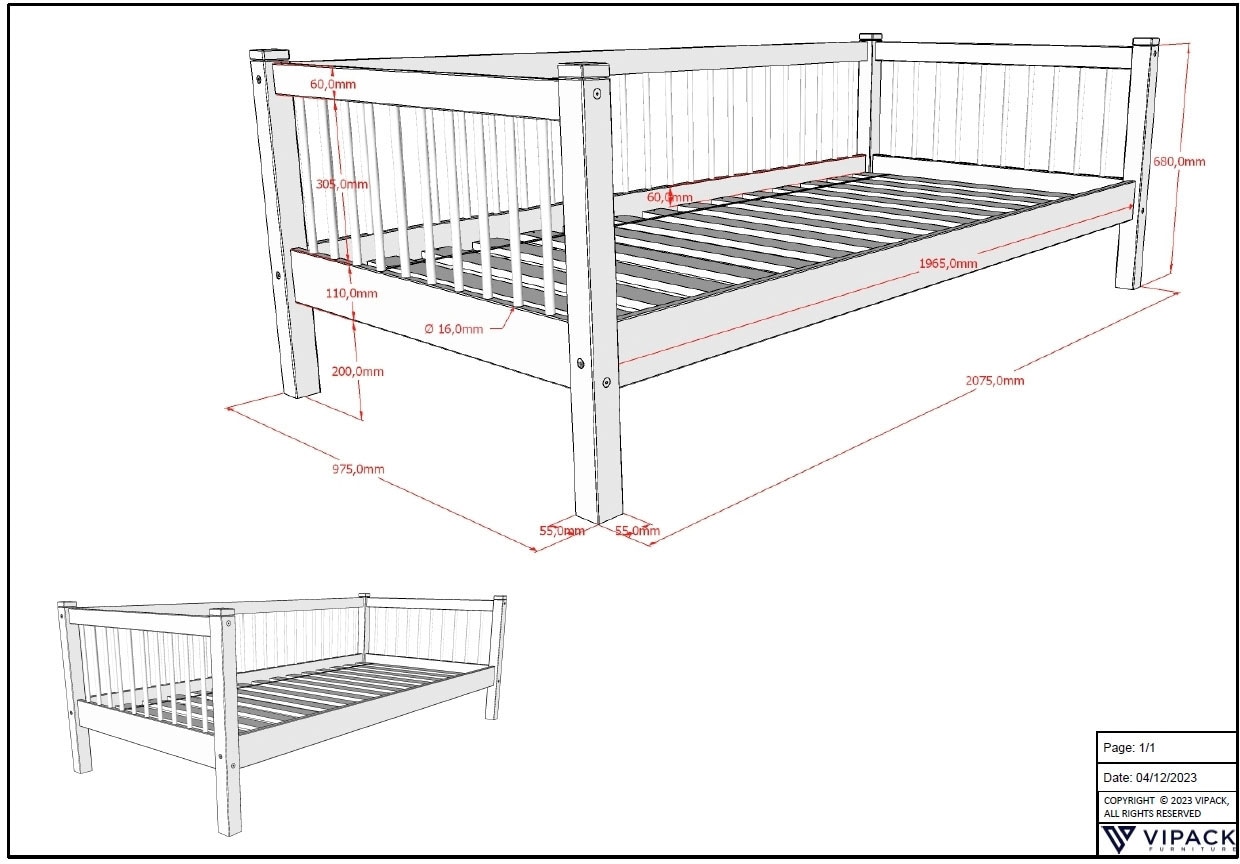 Home affaire Einzelbett, (Made in Europe), mit LF 90x200 cm, wahlweise mit o. ohne Bettschublade, Buche weiß