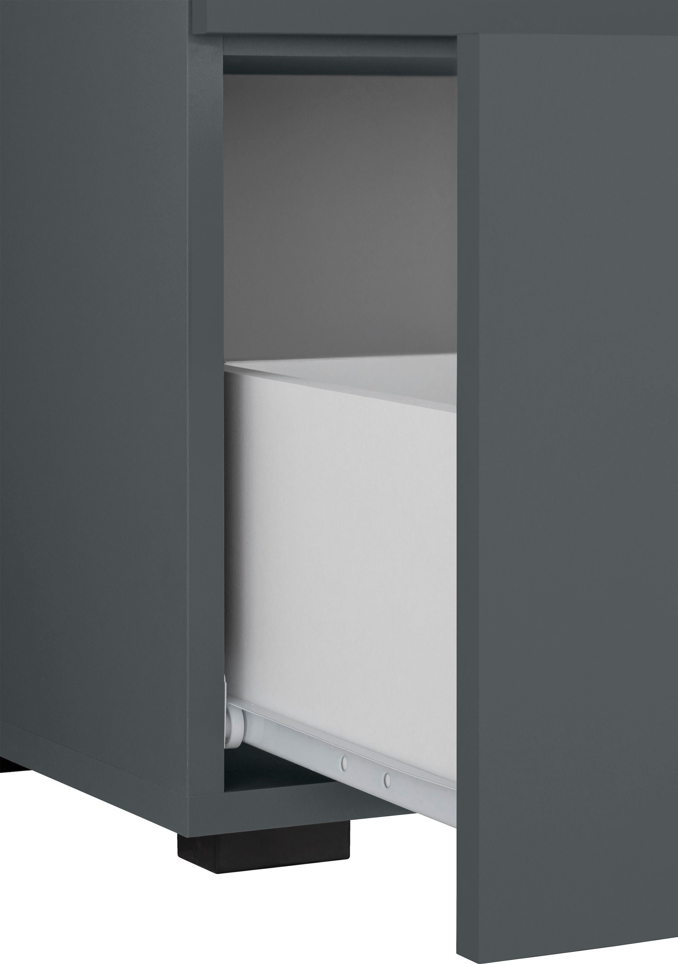 INOSIGN Waschbeckenunterschrank »Skara«, mit Klappe und Schubkasten, schwarze Griffe, Breite 80 cm, Höhe 55 cm