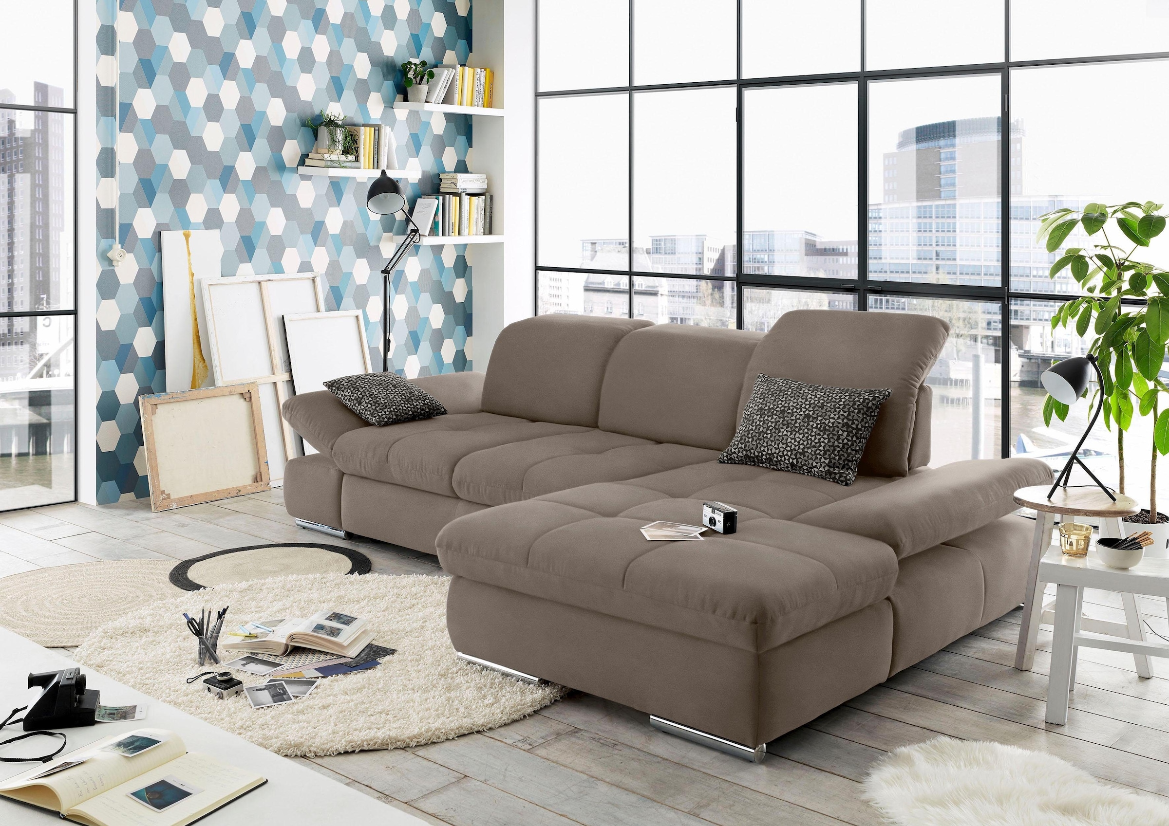set one by Musterring Ecksofa »SO4100 V«, mit verstellbaren Kopfteilen, wah günstig online kaufen