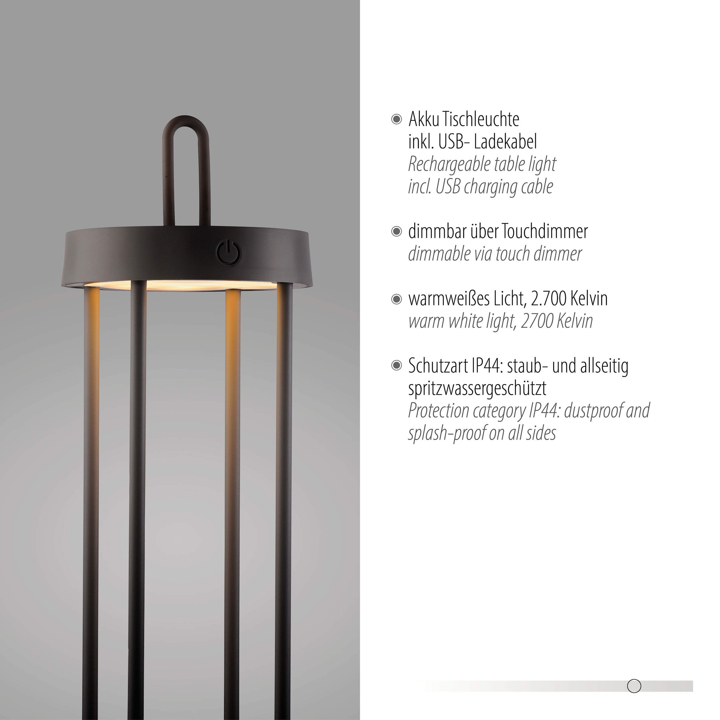 JUST LIGHT Stehlampe »ANSELM«, 1 flammig, Leuchtmittel LED-Modul | LED fest integriert, Akkuleuchte