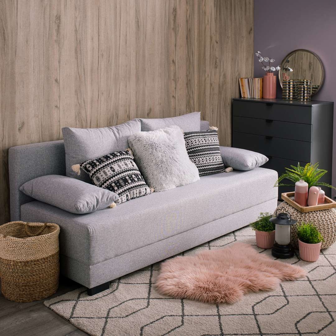 INOSIGN Schlafsofa »Sierra, 198 cm, mit Bettfunktion (150/198 cm) und Bettkasten,«, inkl. loser Rücken-, Zier- und Armlehnkissen