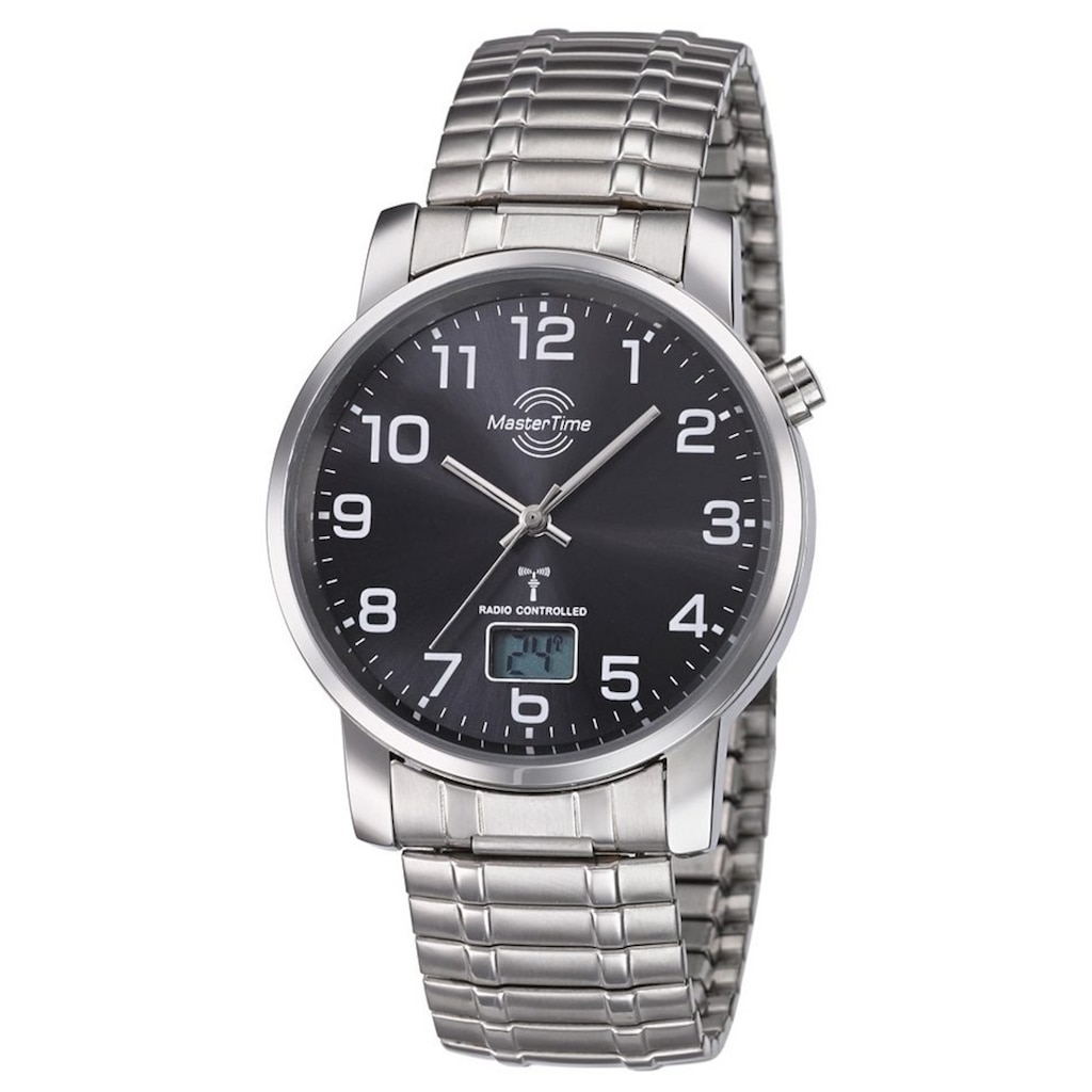 MASTER TIME Funkuhr »MTGA-10308-22M«, Armbanduhr, Quarzuhr, Herrenuhr, Datum, Langzeitbatterie