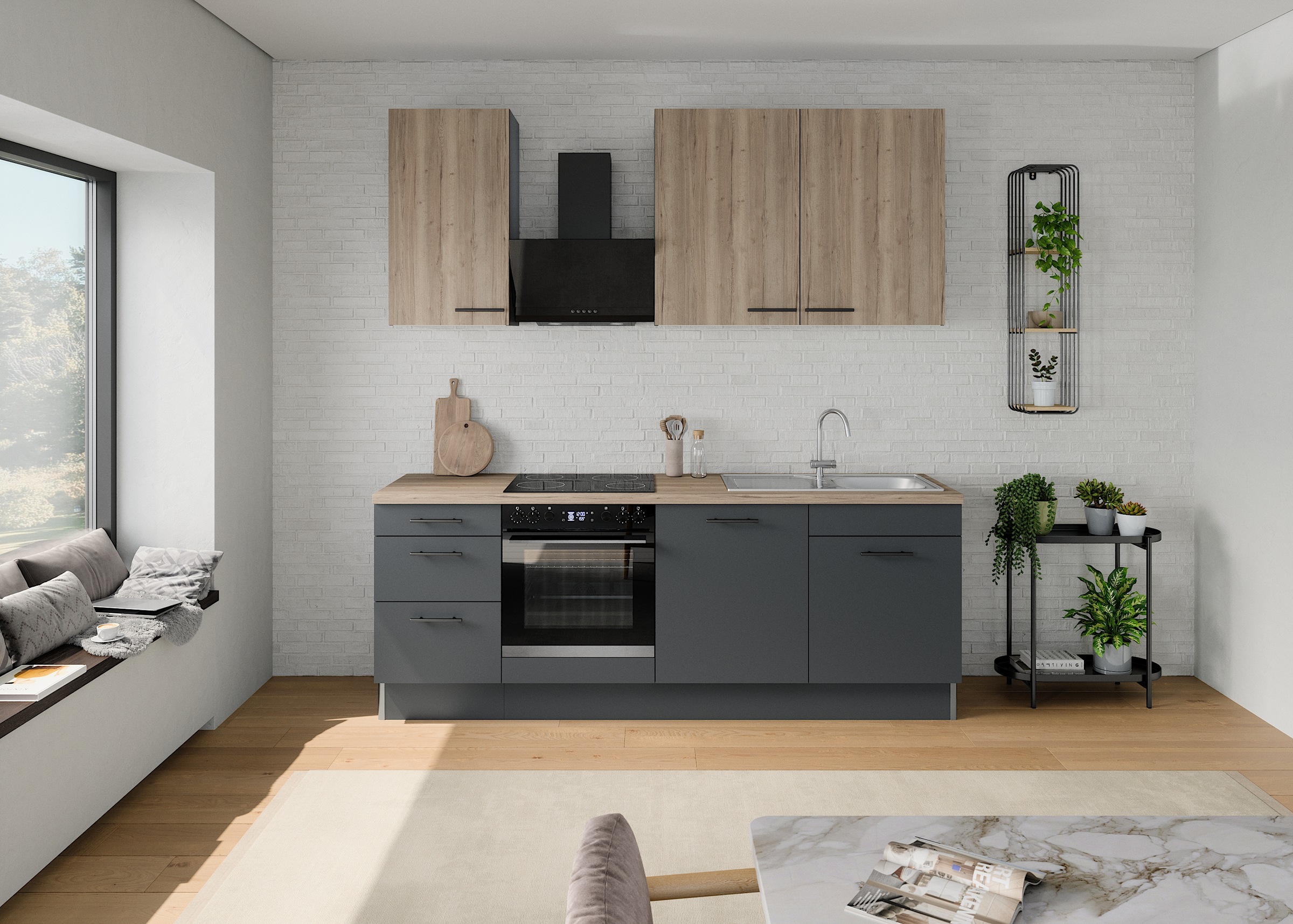 OPTIFIT Küchenzeile »Fiona«, Breite 230 cm, mit Hanseatic-E-Geräten in Premium oder Basic